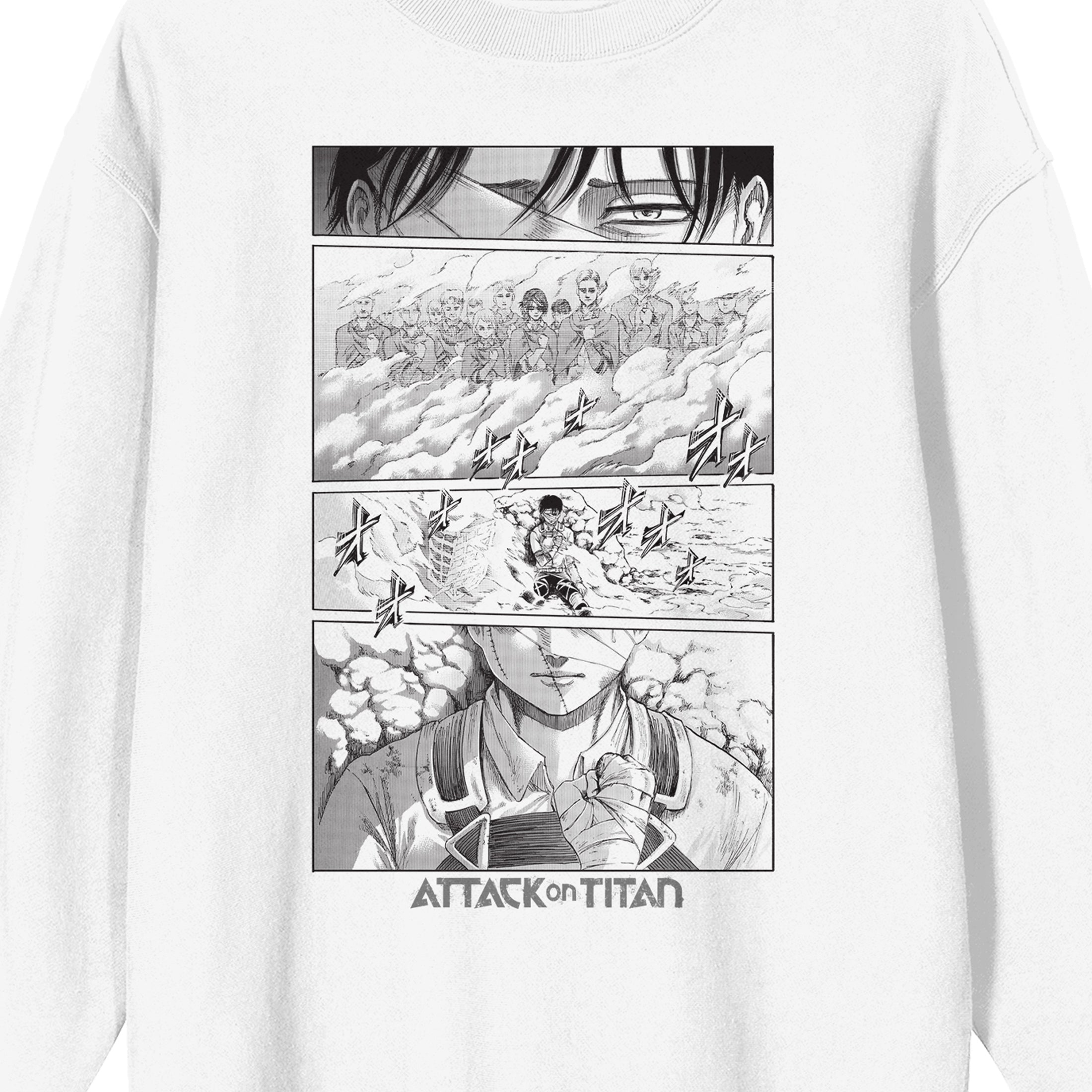 Attack On Titan Levi's Hallucinations Adult White Crew Neck Sweatshirt-Small