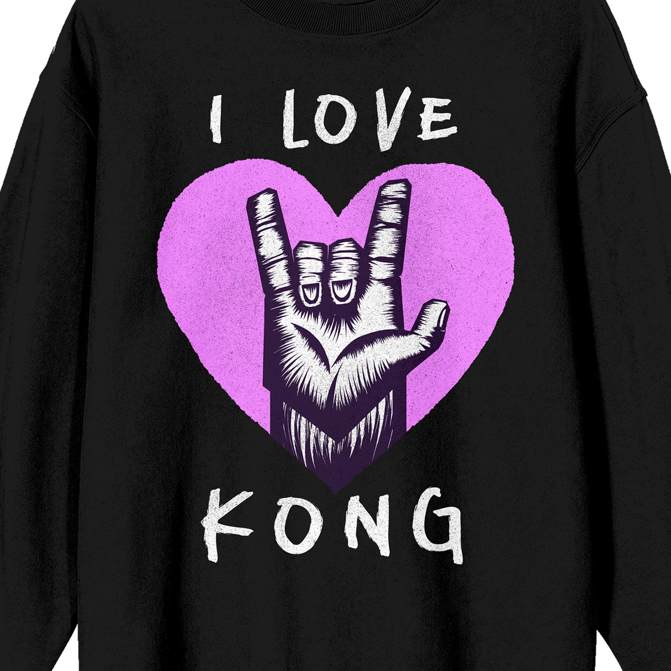 Godzilla x Kong: The New Empire I Love Kong Crew Neck Long Sleeve Black Adult Sweatshirt