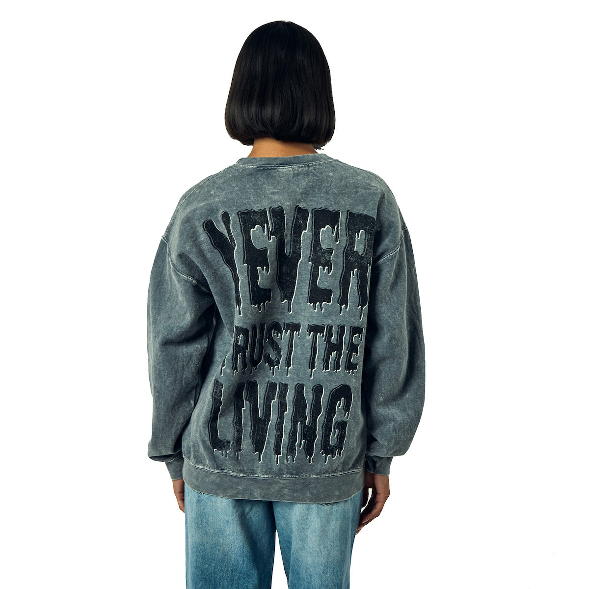 Beetlejuice The Ghost With The Most Adult Unisex Mineral Washed Crew Neck Long Sleeve Sweatshirt