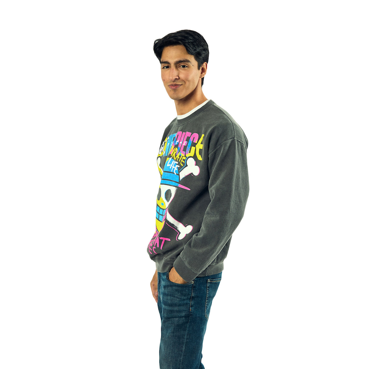 One Piece King Of The Pirates Adult Unisex Potassium Washed Crew Neck Long Sleeve Sweatshirt