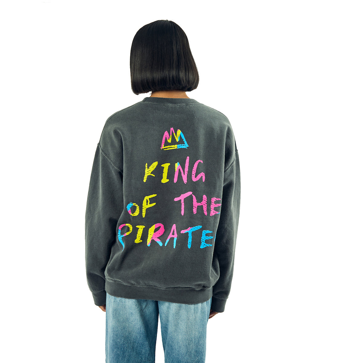 One Piece King Of The Pirates Adult Unisex Potassium Washed Crew Neck Long Sleeve Sweatshirt