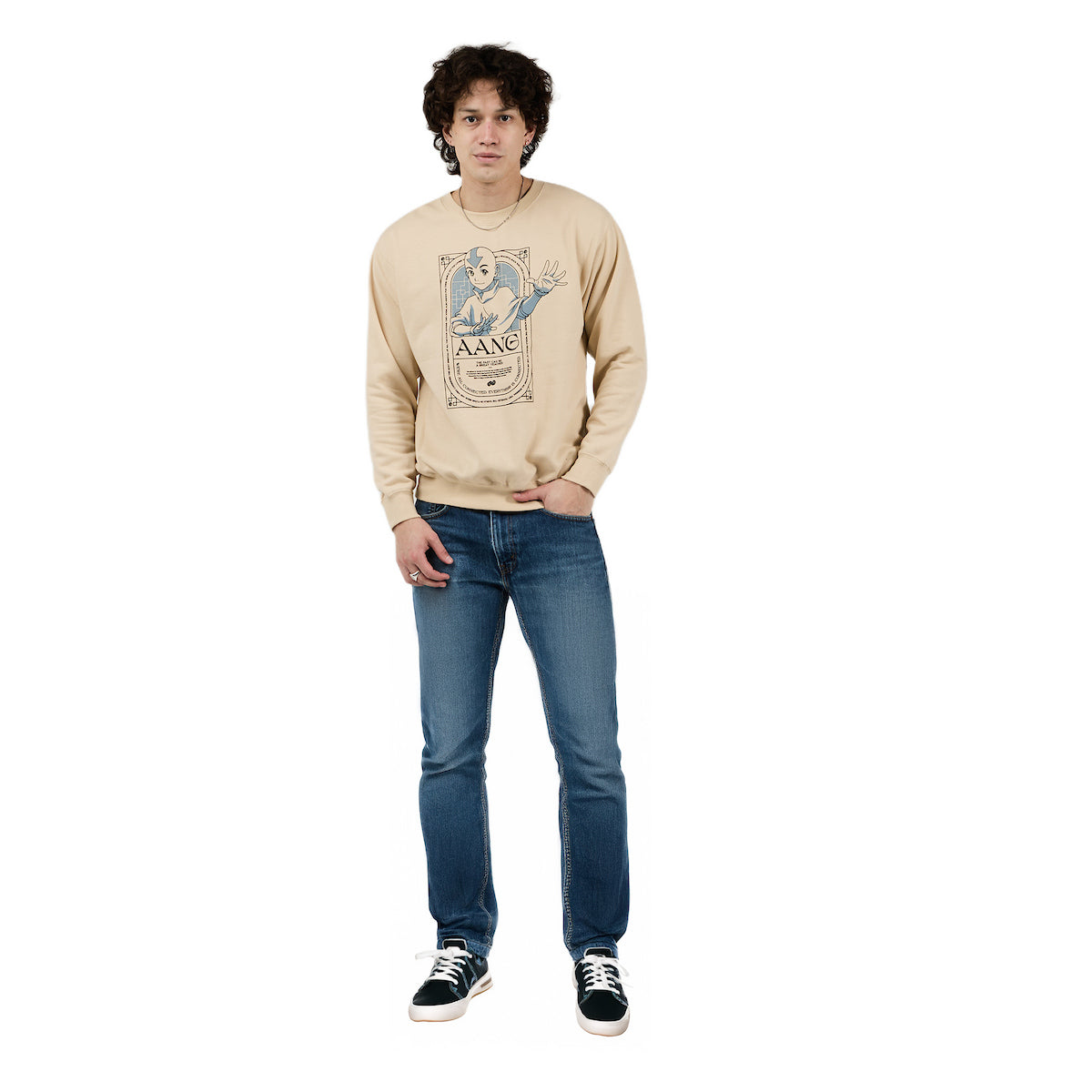 Avatar: The Last Airbender Aang Character Unisex Adult Antique White Crew Neck Sweatshirt