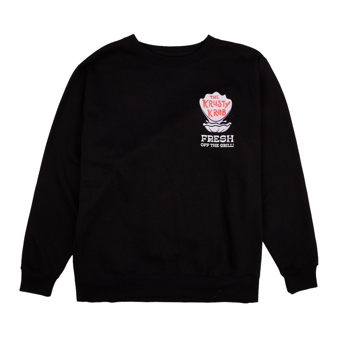 Spongebob Squarepants Fresh Off The Grill Men's Black Crew Neck Long Sleeve Pullover Sweatshirt