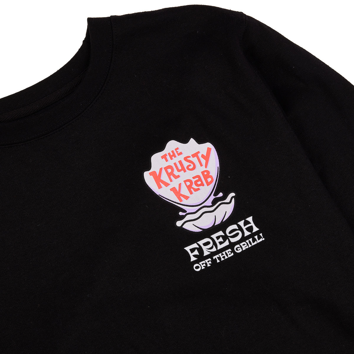 Spongebob Squarepants Fresh Off The Grill Men's Black Crew Neck Long Sleeve Pullover Sweatshirt