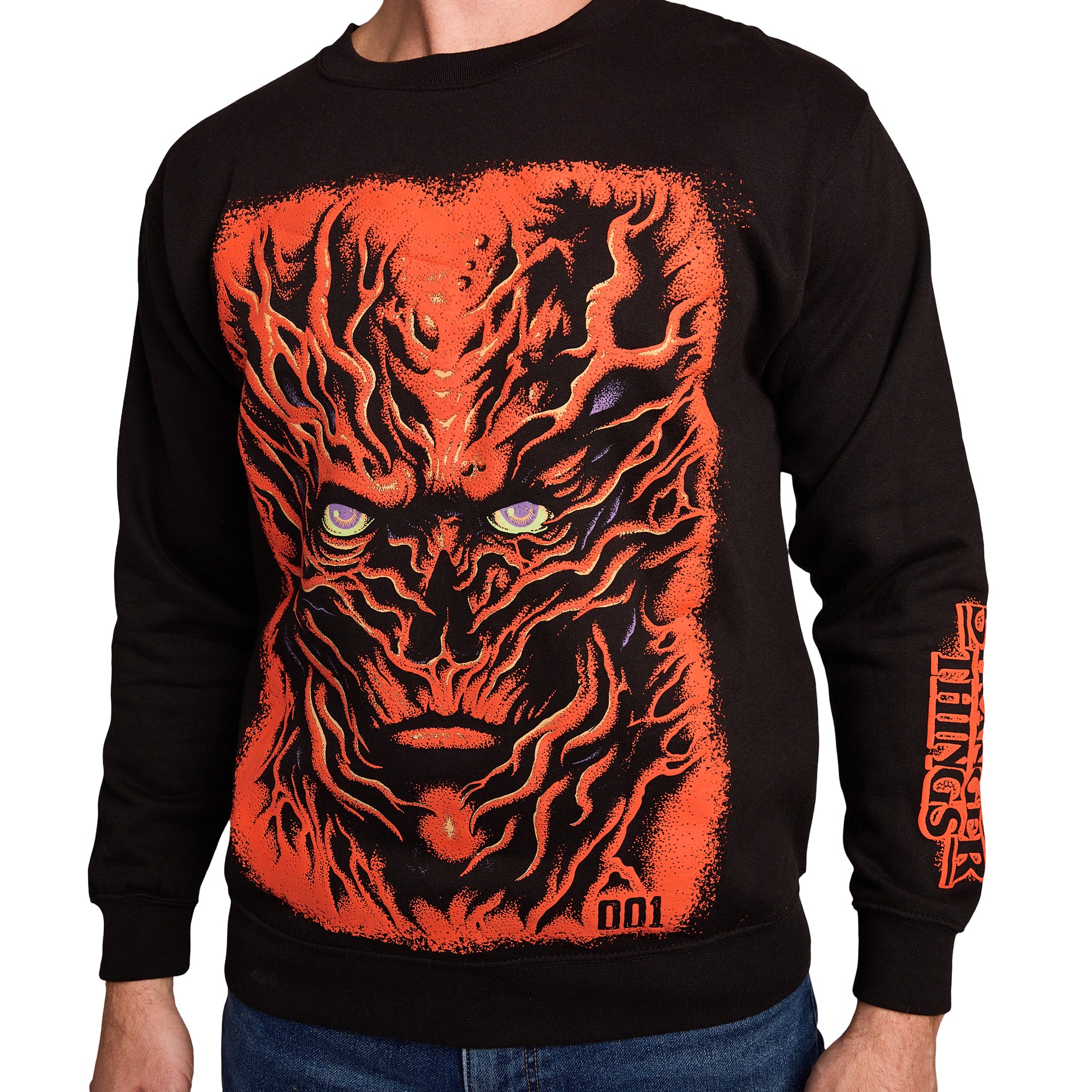 Stranger Things Vecna Puff Print on Men's Black Sweatshirt