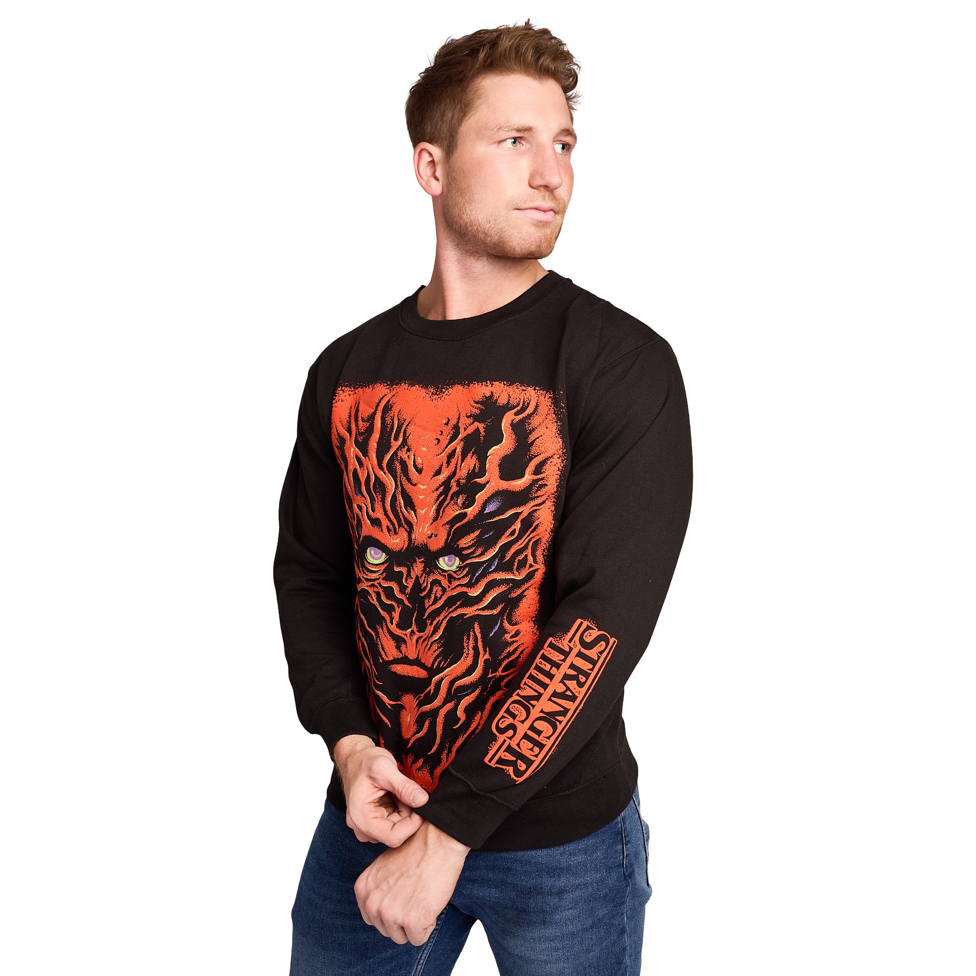 Stranger Things Vecna Puff Print on Men's Black Sweatshirt