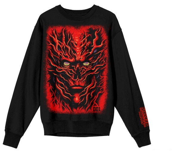 Stranger Things Vecna Puff Print on Men's Black Sweatshirt