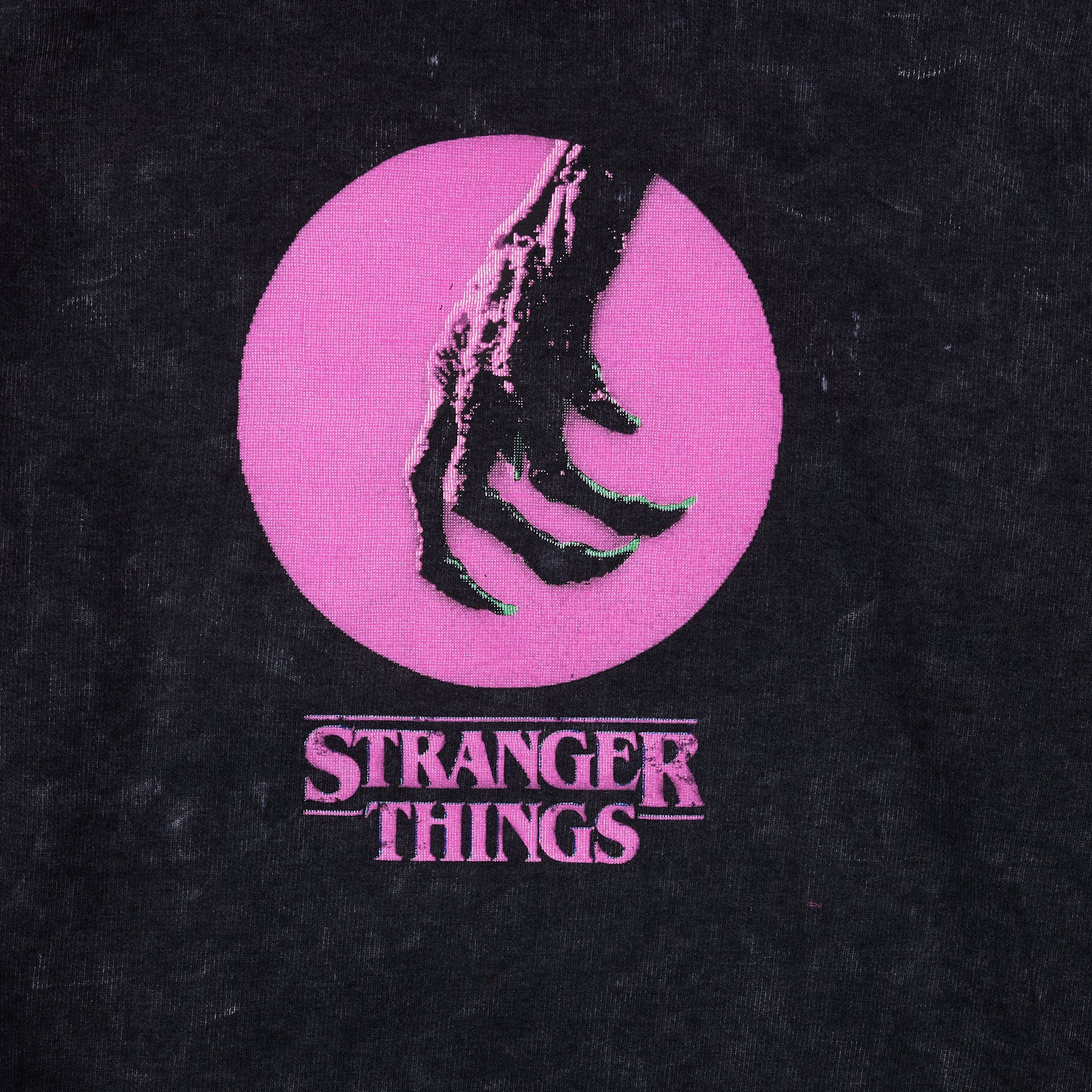 Stranger Things Vecna CC TV Oversized Print on Men's Black Mineral Wash Sweatshirt