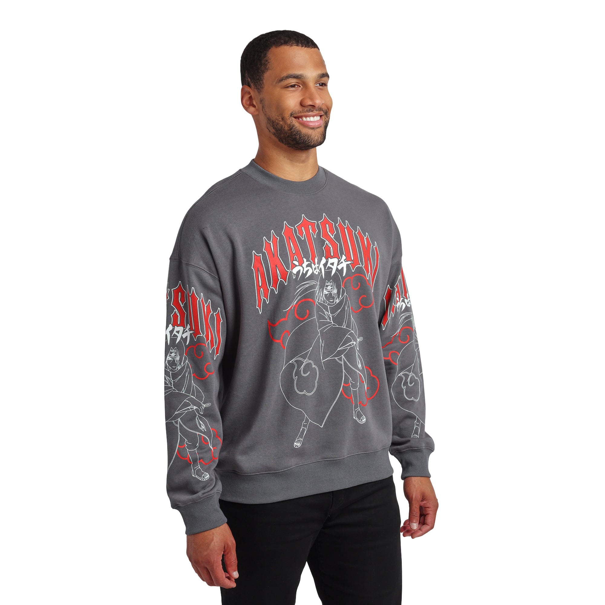 Naruto Akatsuki Kanji Men’s Gray Crew Neck Sweatshirt