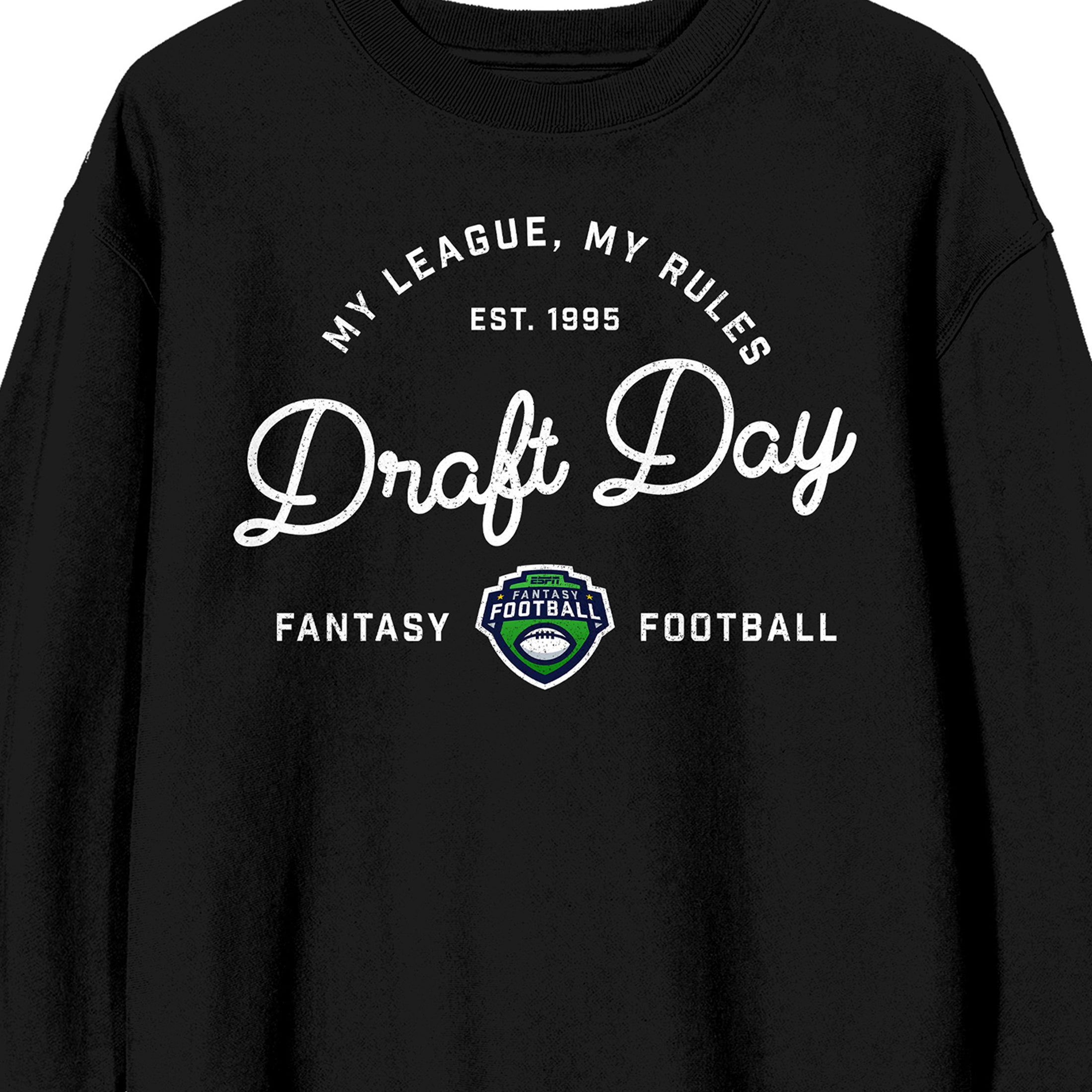 ESPN Draft Day Adult Black Crew Neck Long Sleeve Sweatshirt