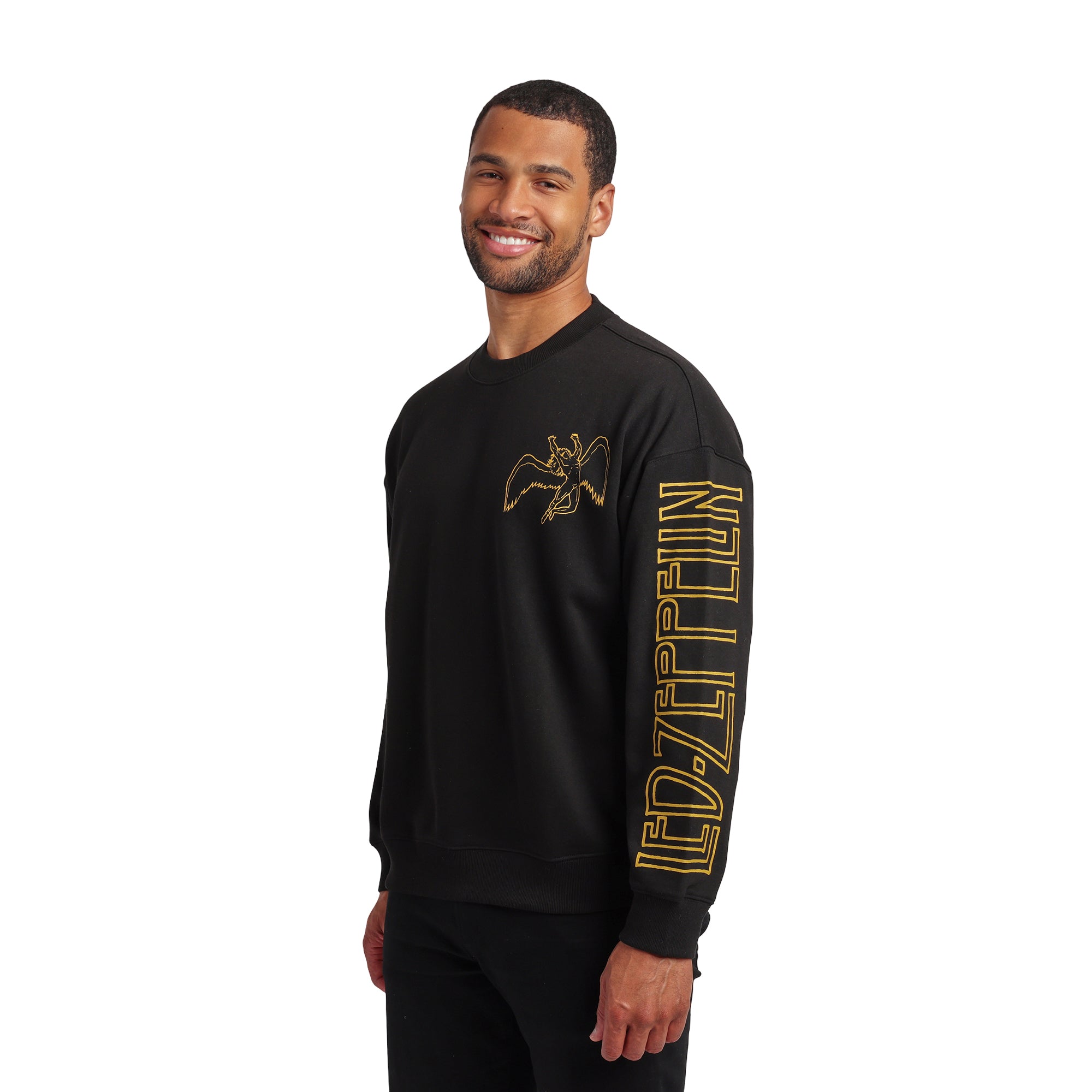 Led Zeppelin Swan Song Iconography Men’s Oversized Black Crew Neck Sweatshirt