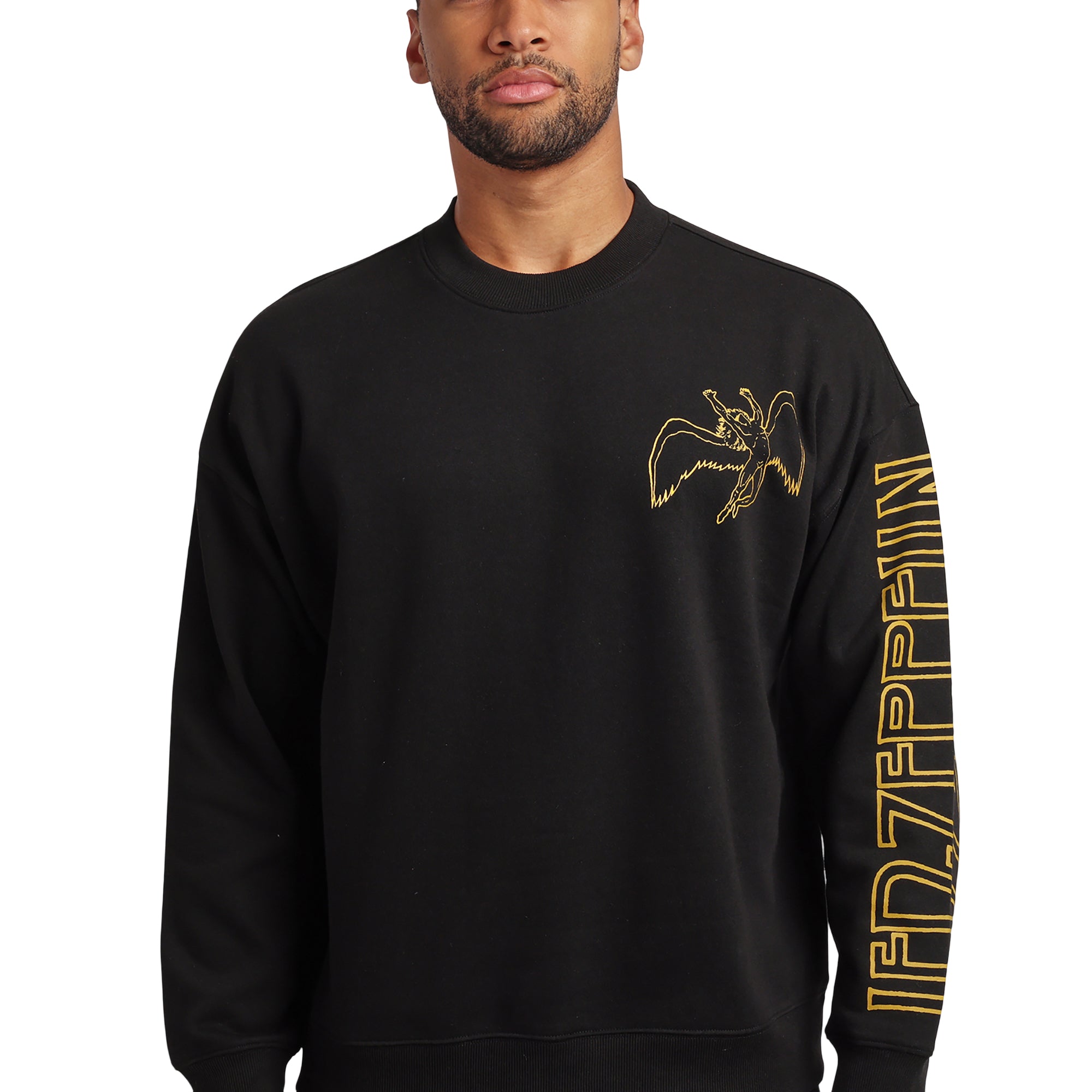 Led Zeppelin Swan Song Iconography Men’s Oversized Black Crew Neck Sweatshirt