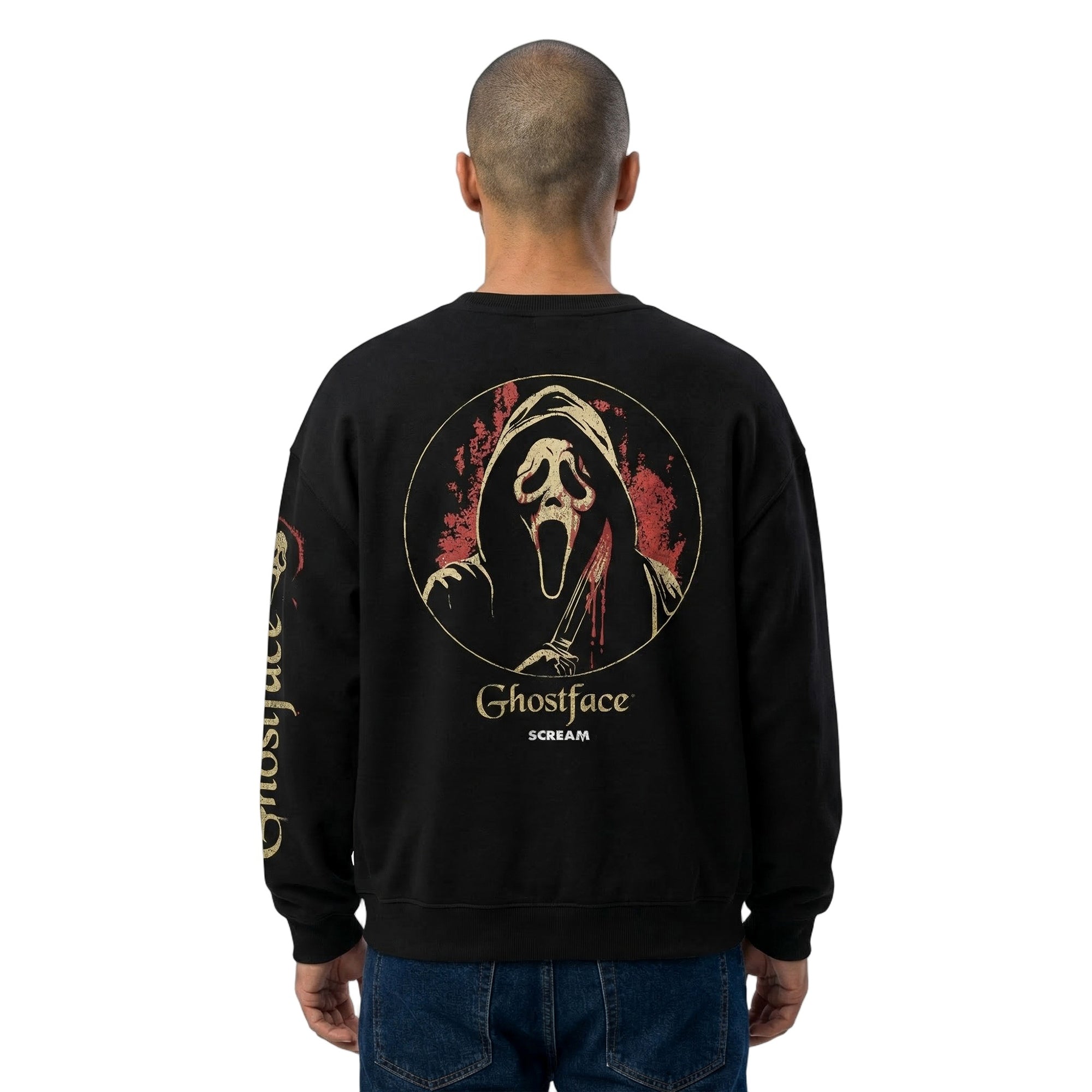 Ghostface Men’s Oversized Black Crew Neck Sweatshirt