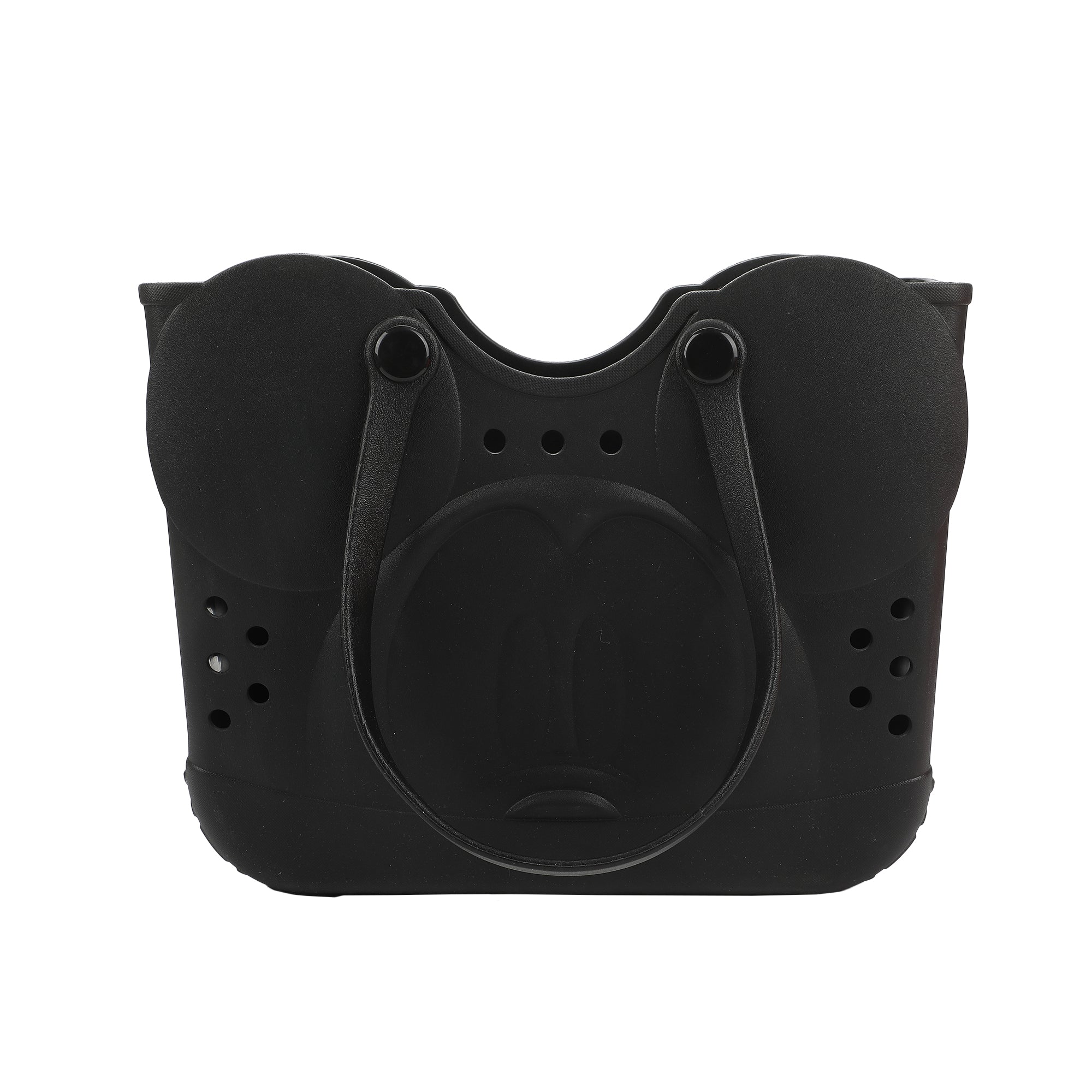 Disney Mickey Mouse Big Face 16.5" Adult Black Water-Resistant Rubber Molded Large Gummy Tote Beach Swim Bag
