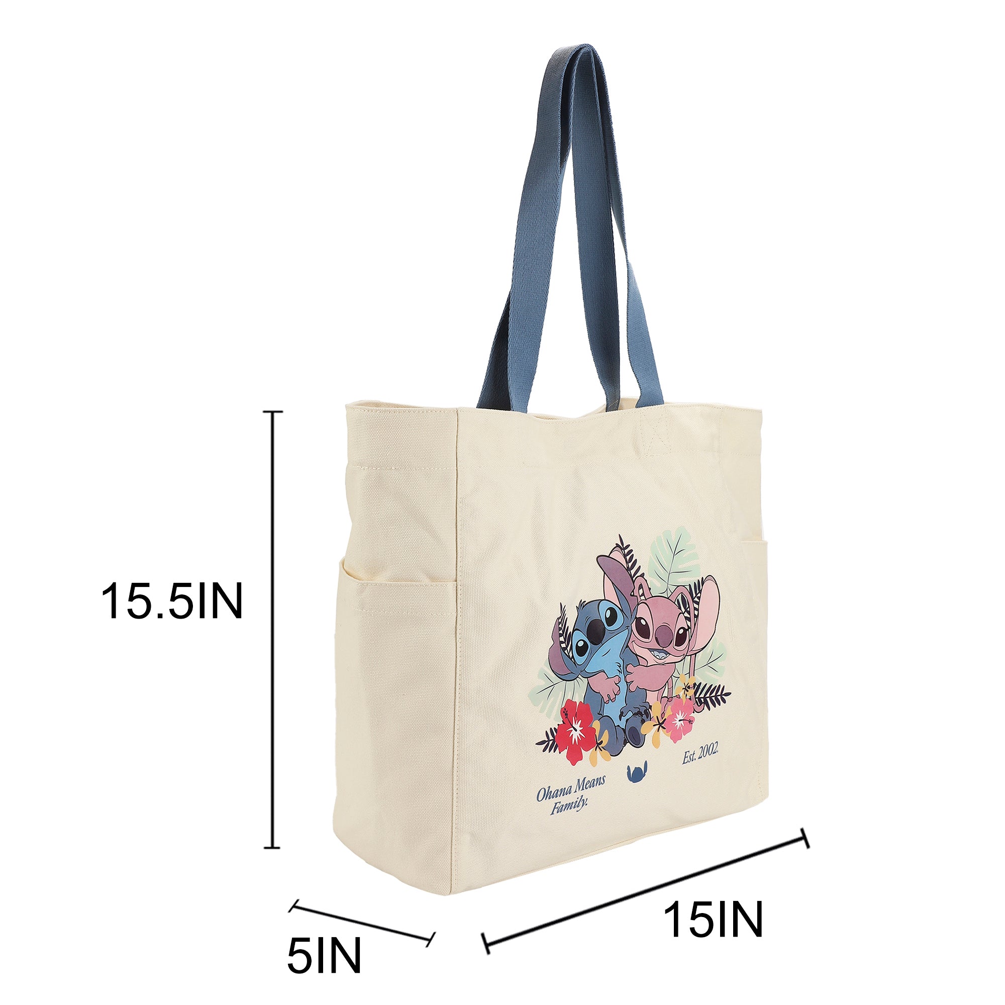 Lilo & Stitch Ohana Means Family 15.5-Inch Adult Canvas Tote Bag