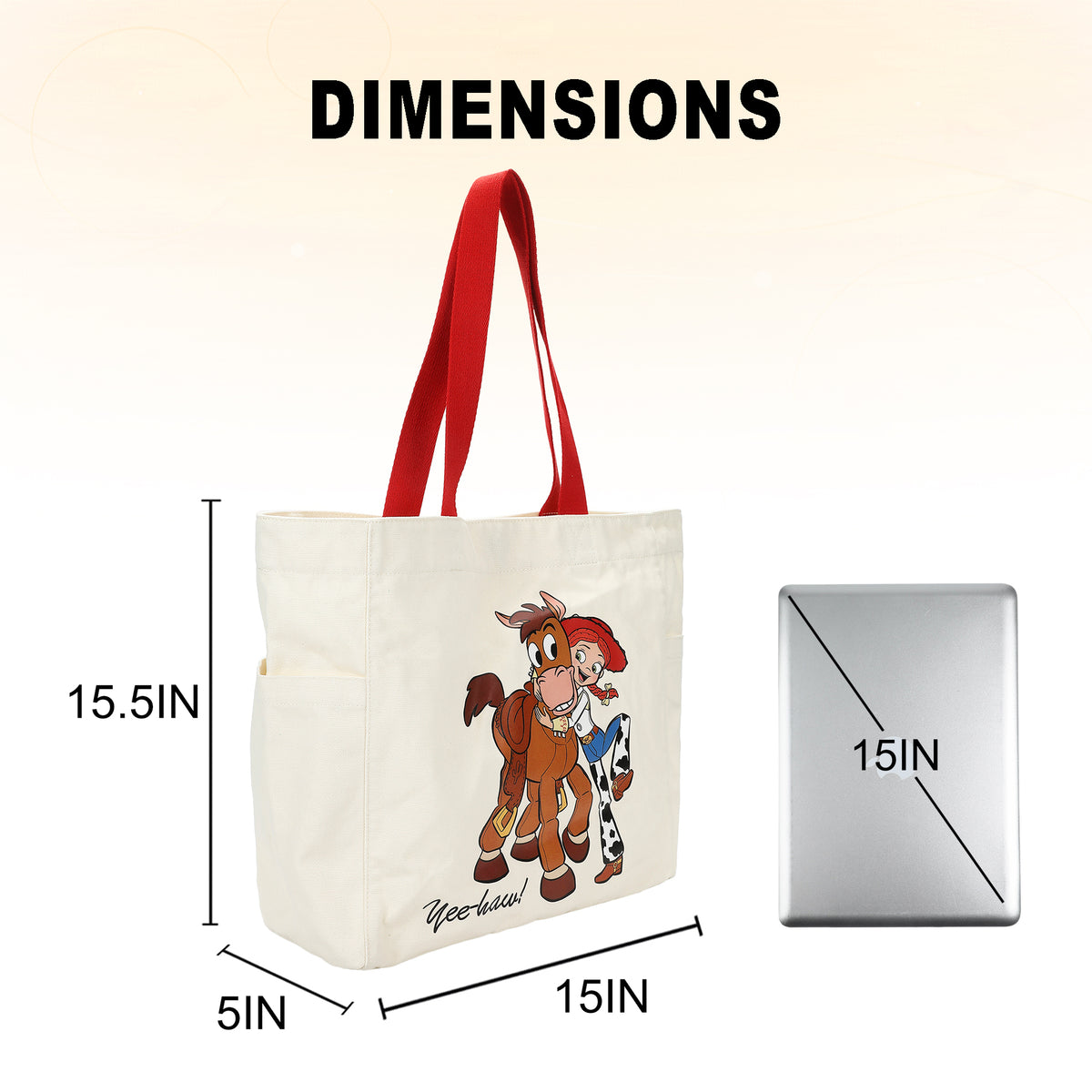 Toy Story Jessie & Bullseye Yee-Haw White 15" Adult Tote Bag