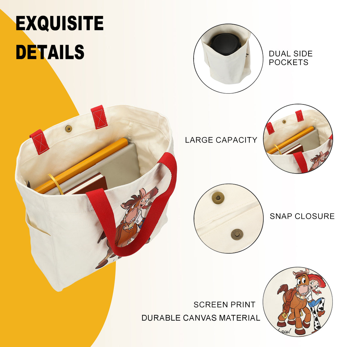 Toy Story Jessie & Bullseye Yee-Haw White 15" Adult Tote Bag