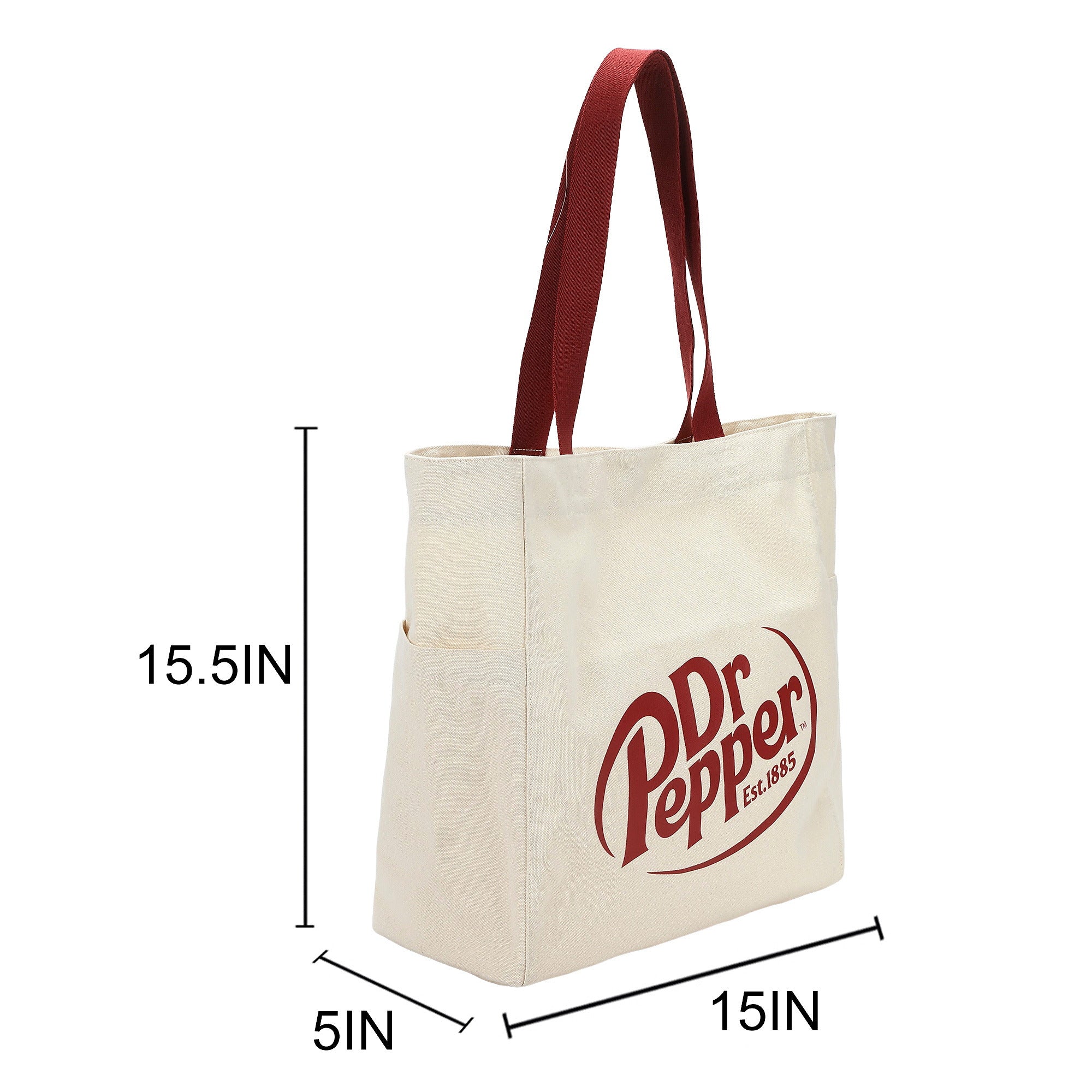 Dr Pepper Logo Canvas Tote Bag, 15.5-Inch for Adults