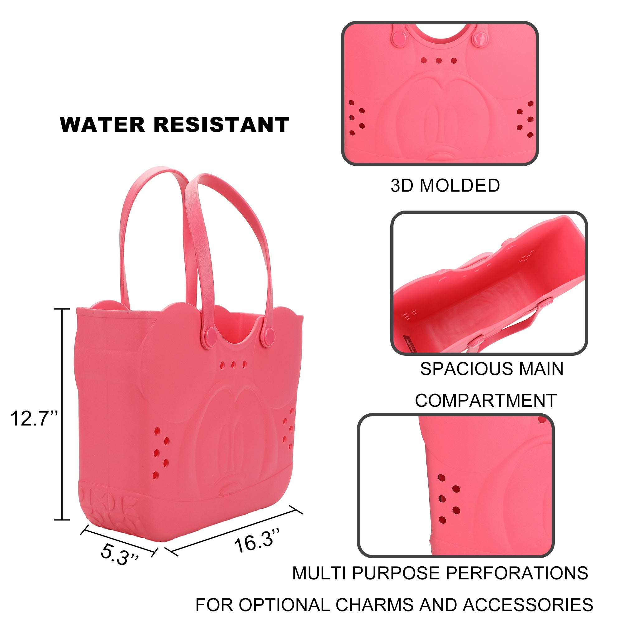 Mickey Mouse Character 16.5" Pink EVA Molded Tote Bag