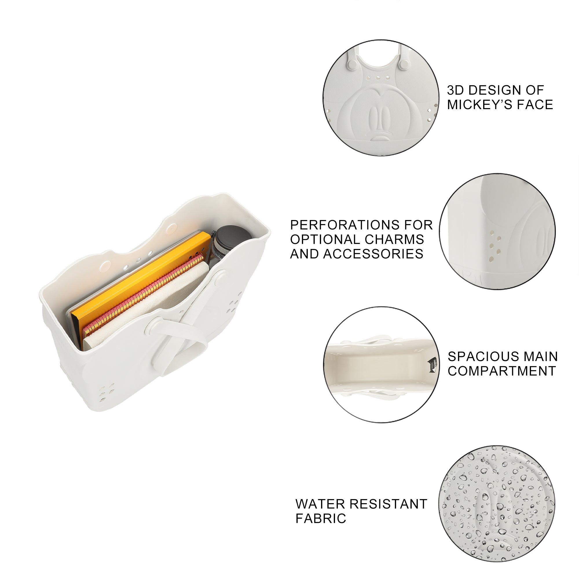 Disney Mickey Mouse 3D Character Face Cream 16.5" EVA Molded Gummy Tote