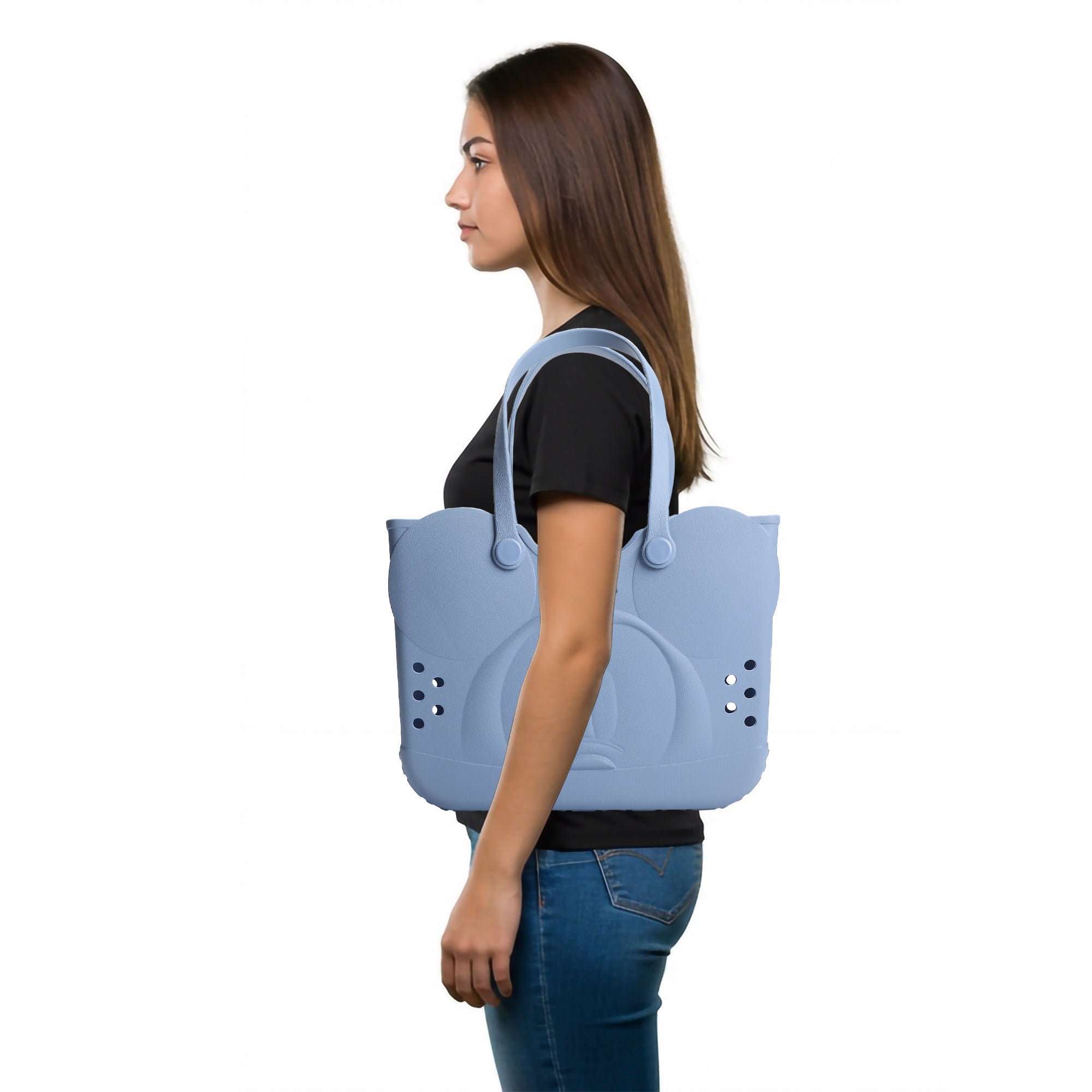 Disney Mickey Mouse 3D Character Face Gray 16.5" EVA Molded Gummy Tote