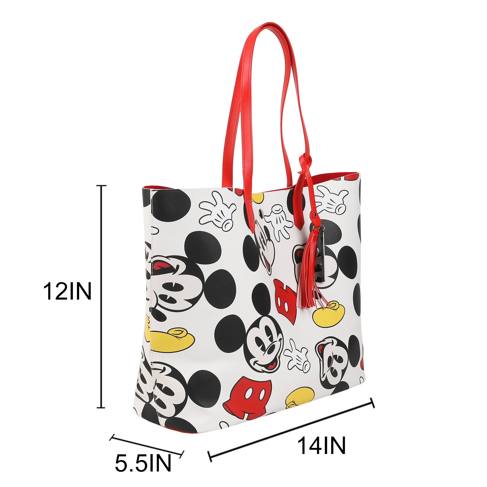 Disney Mickey Mouse Face Shoes & Shorts All-Over Print White 20" Tote Bag
