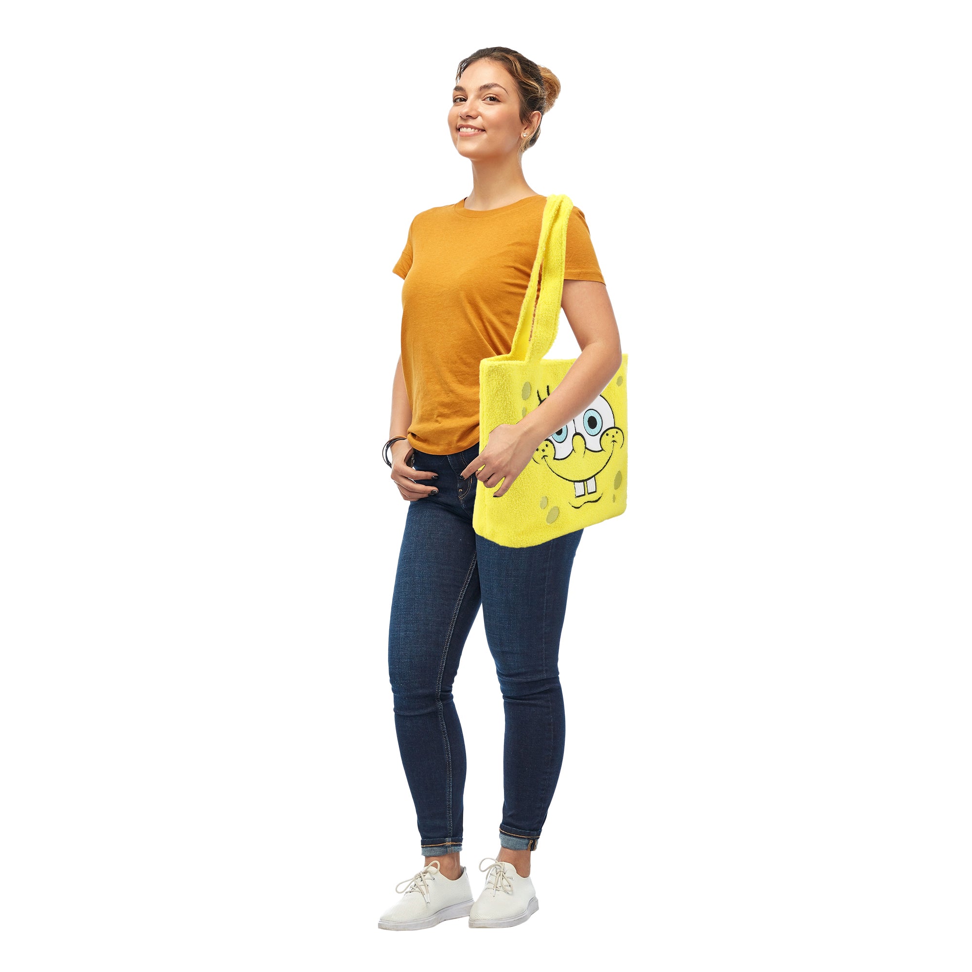 Spongebob Squarepants Character Face Yellow 16" Tote Bag