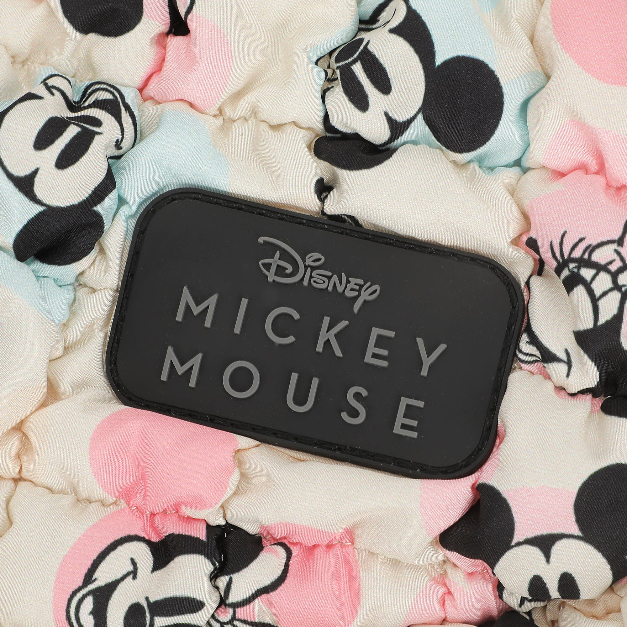 Mickey Mouse Classic Mickey Face All-Over Print White 17" Quilted Ruched Tote