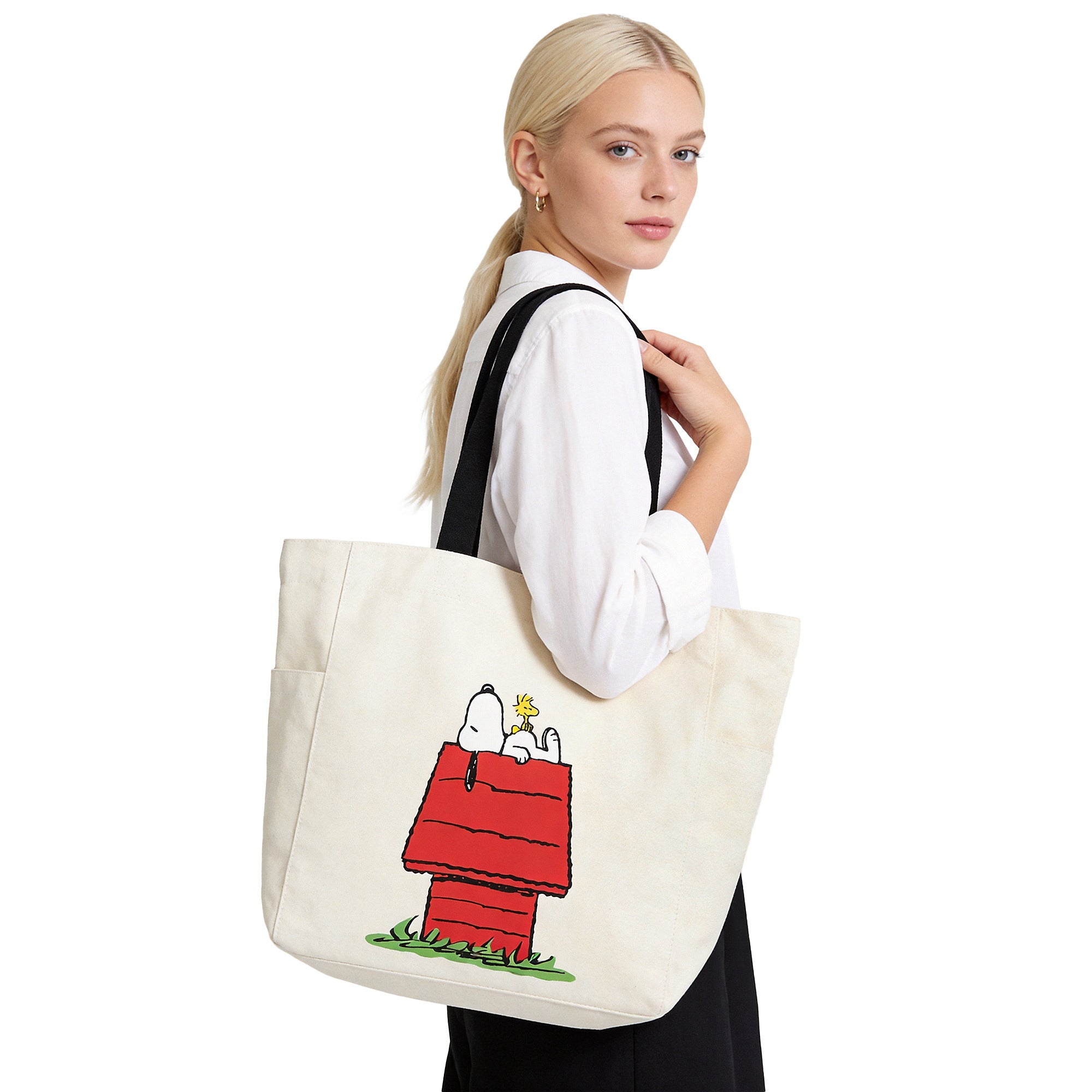 Peanuts Snoopy Transfer Print Natural 15.5" Canvas Tote Bag