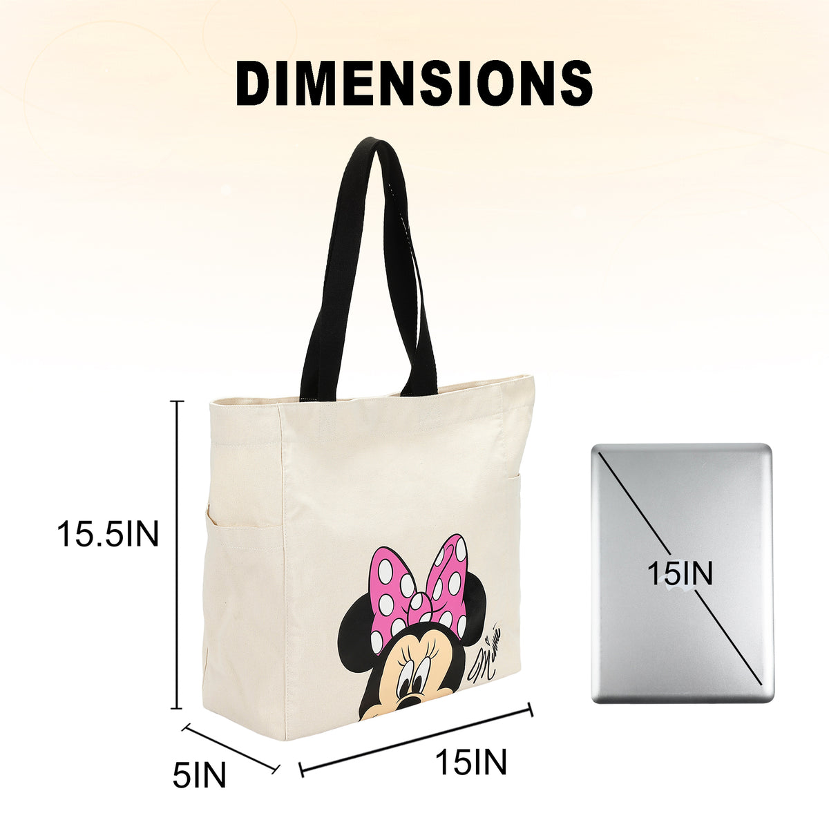 Minnie Mouse Classic Tote Bag 15.5-Inch for Adult Fans