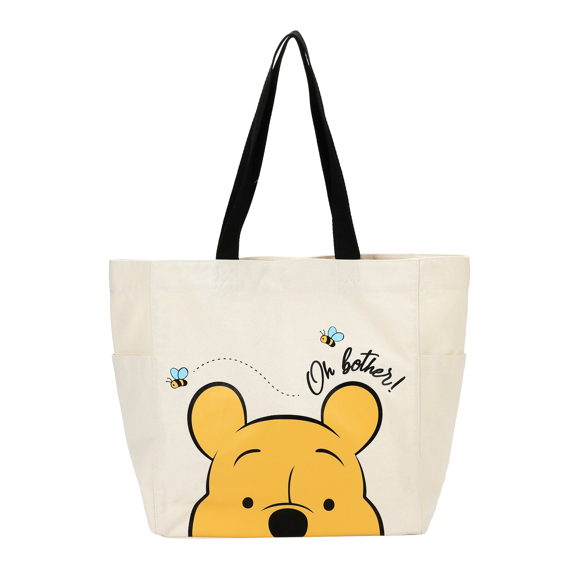 Winnie The Pooh Transfer Print Canvas 15.5" Tote Bag for Women