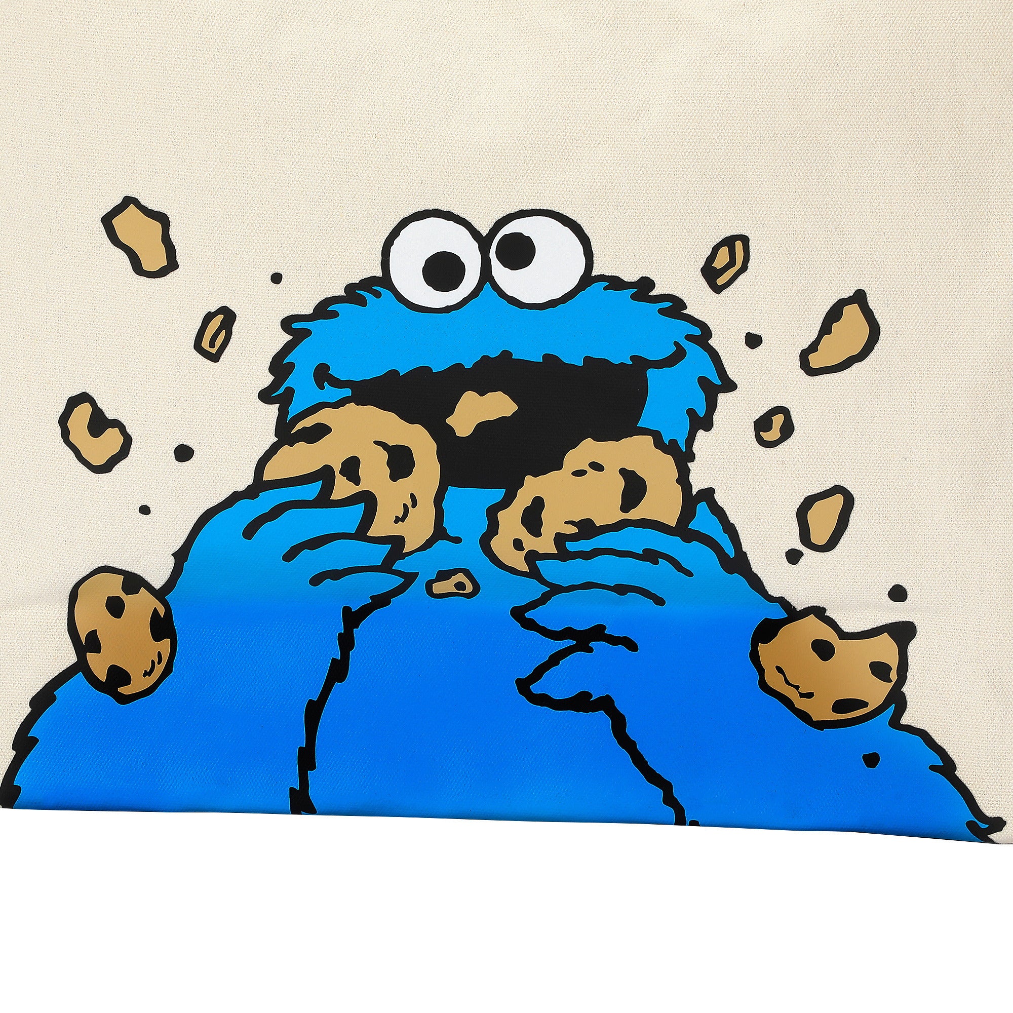 Sesame Street Cookie Monster 15.5" Tote Bag Natural Canvas