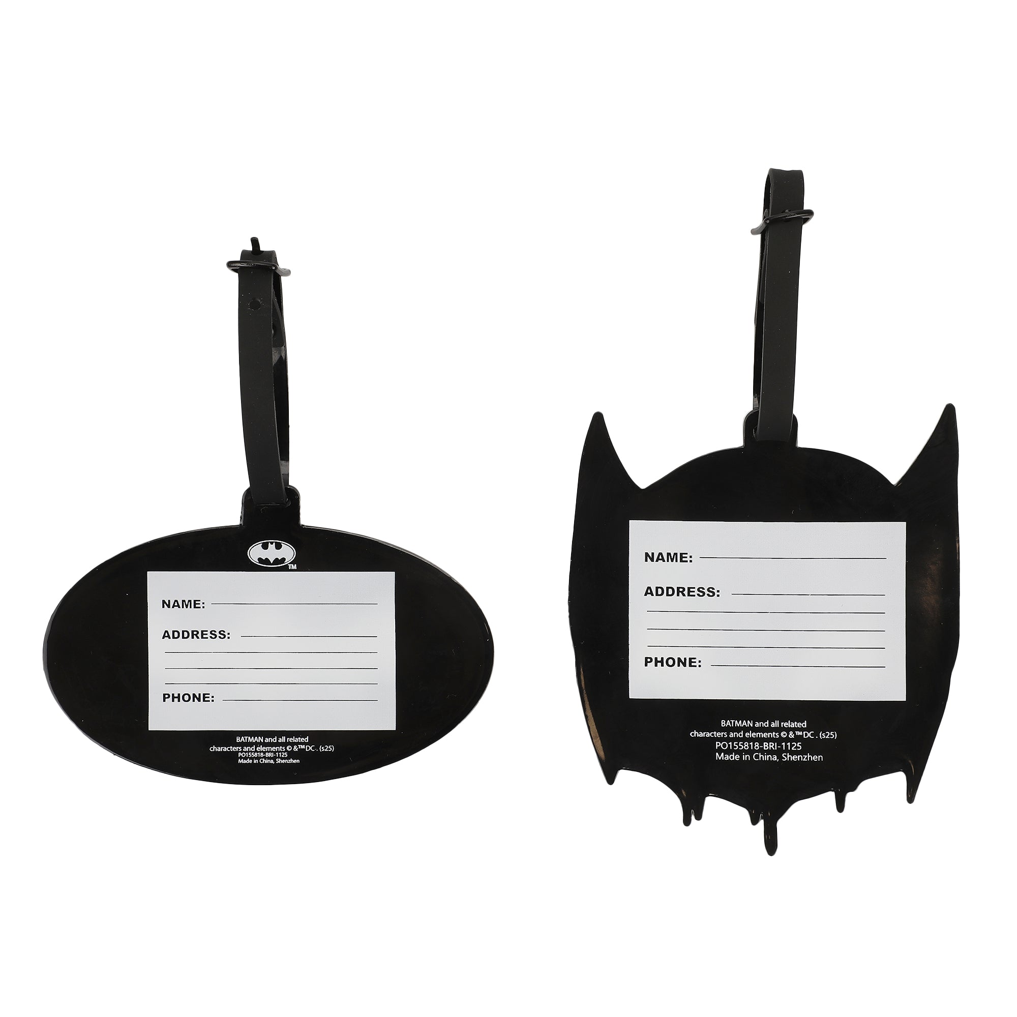 Batman Bat Signal and Mask Molded Rubber Luggage Tags (Set of 2)