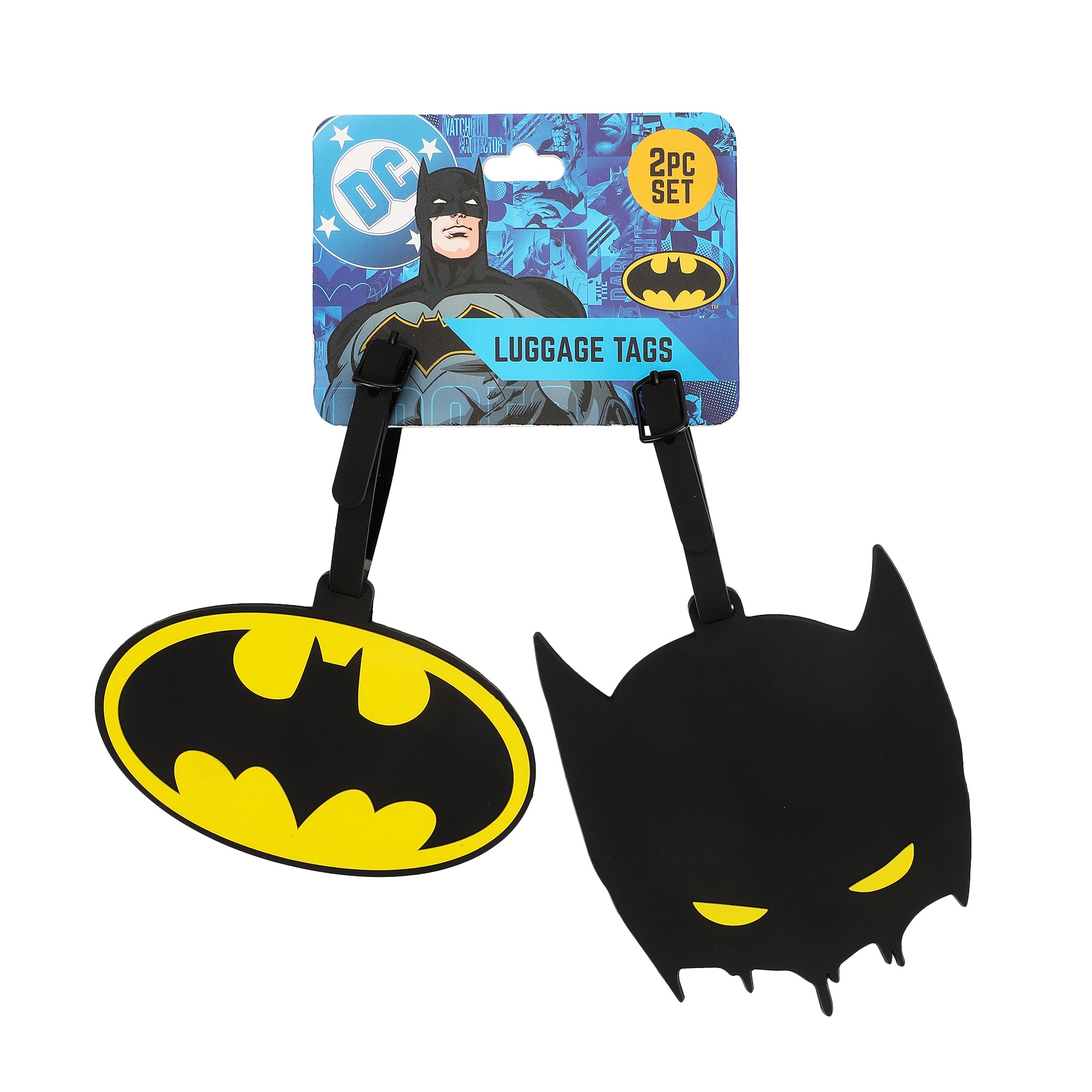 Batman Bat Signal and Mask Molded Rubber Luggage Tags (Set of 2)