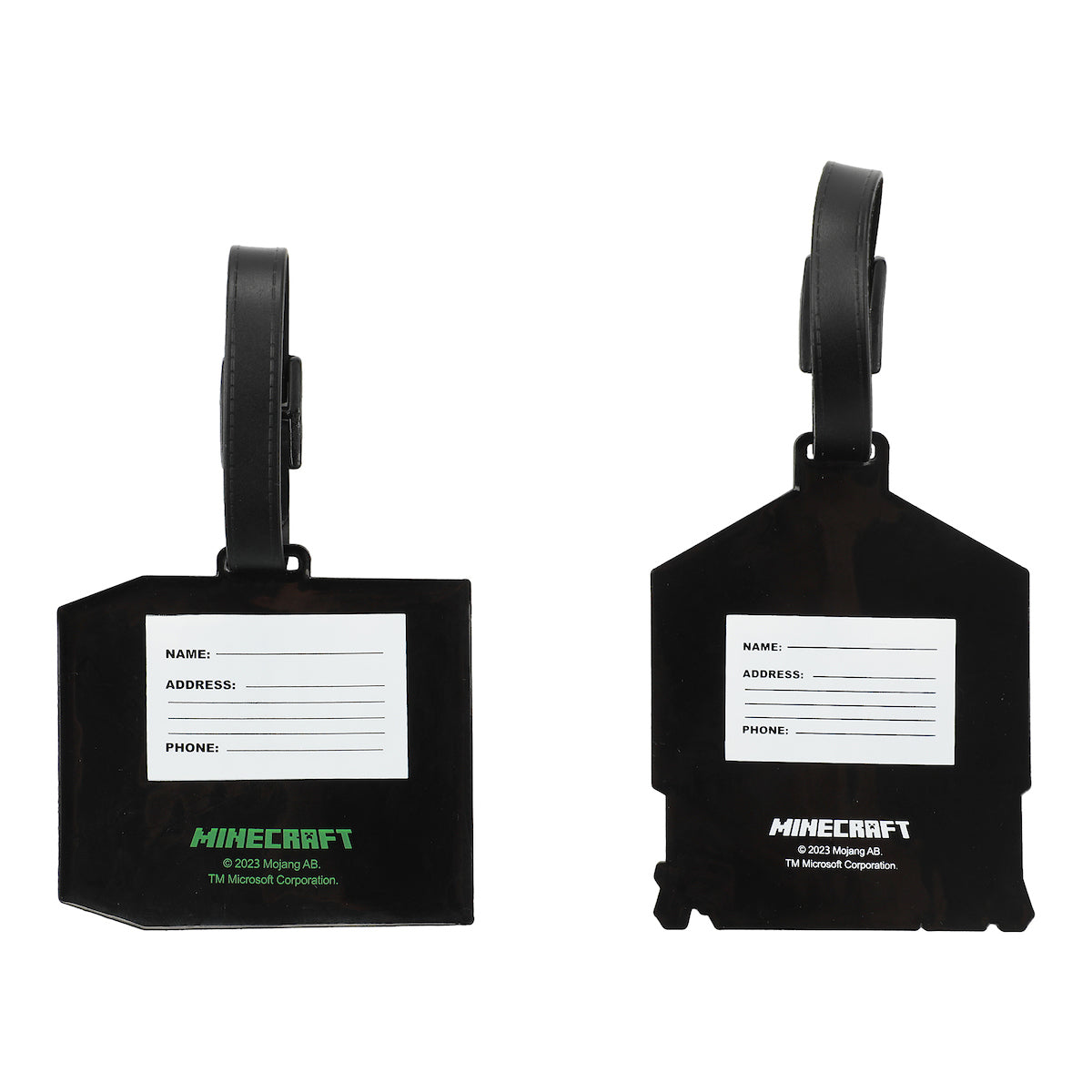 Minecraft Youth Luggage Tag 2pc Set - 3D Molded Rubber with ID Card