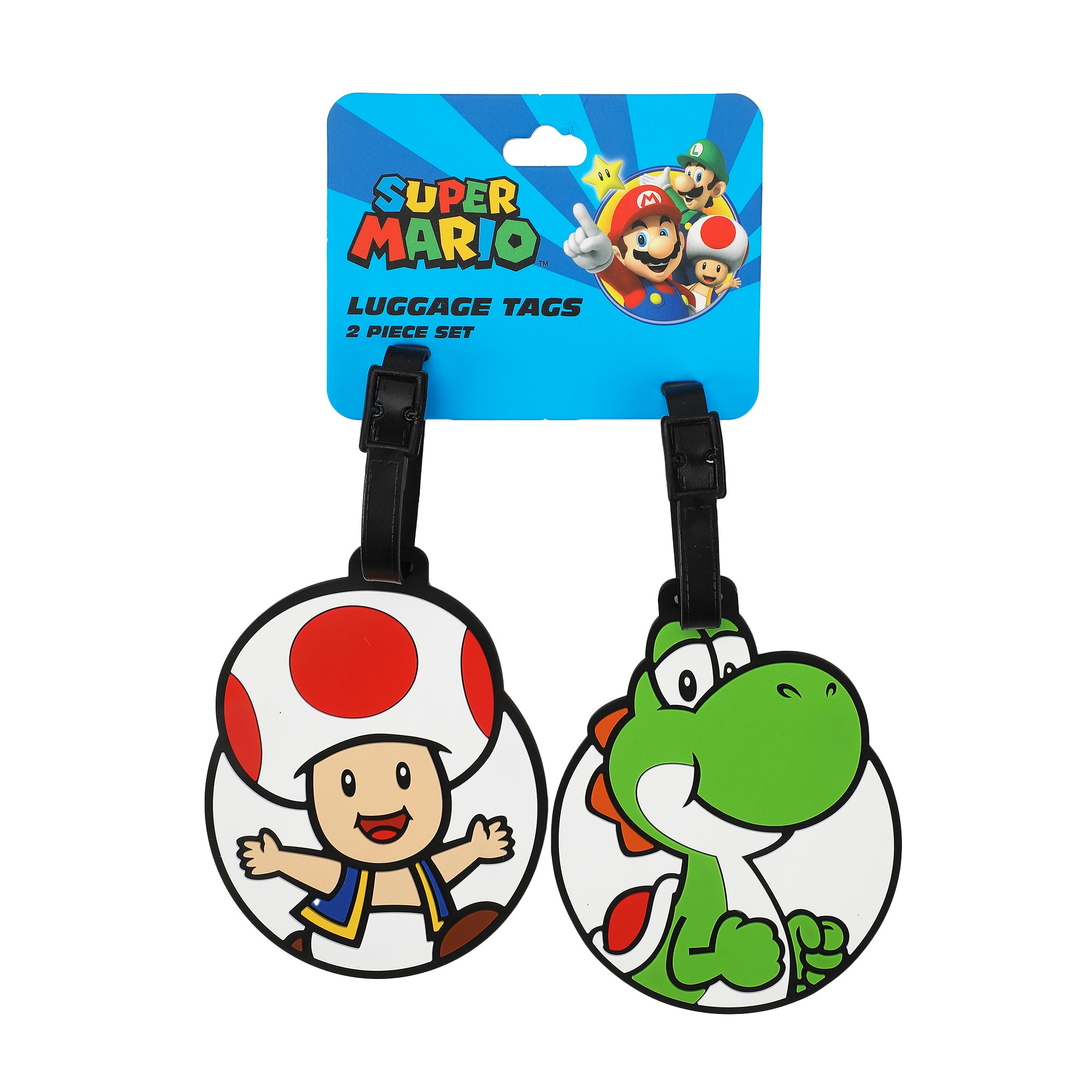 Super Mario Bros Toad & Yoshi 2-Pack Luggage Tag Set