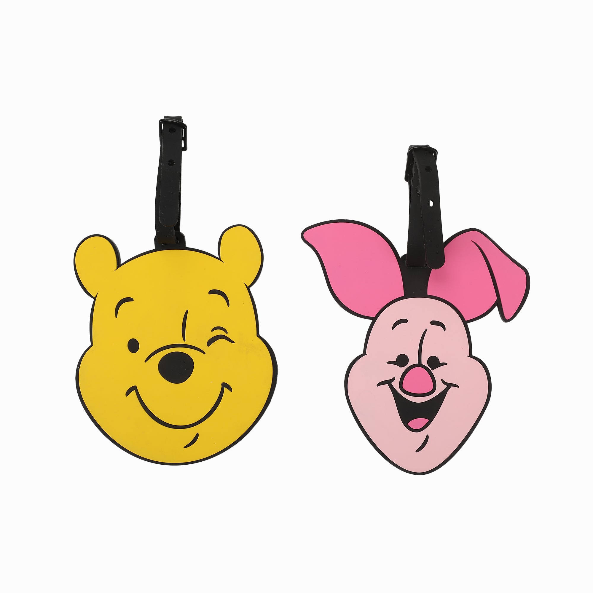 Winnie The Pooh Pooh and Piglet Molded Rubber Luggage Tag Set 2pc