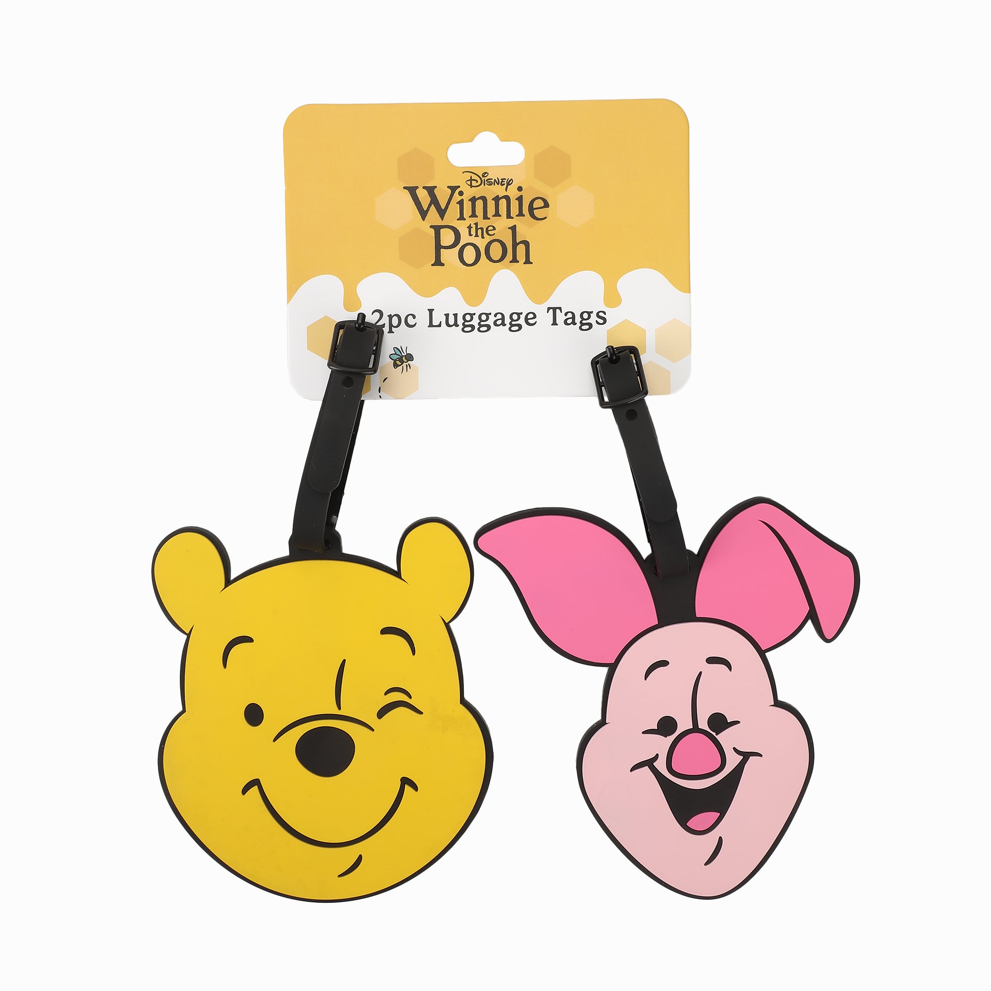 Winnie The Pooh Pooh and Piglet Molded Rubber Luggage Tag Set 2pc