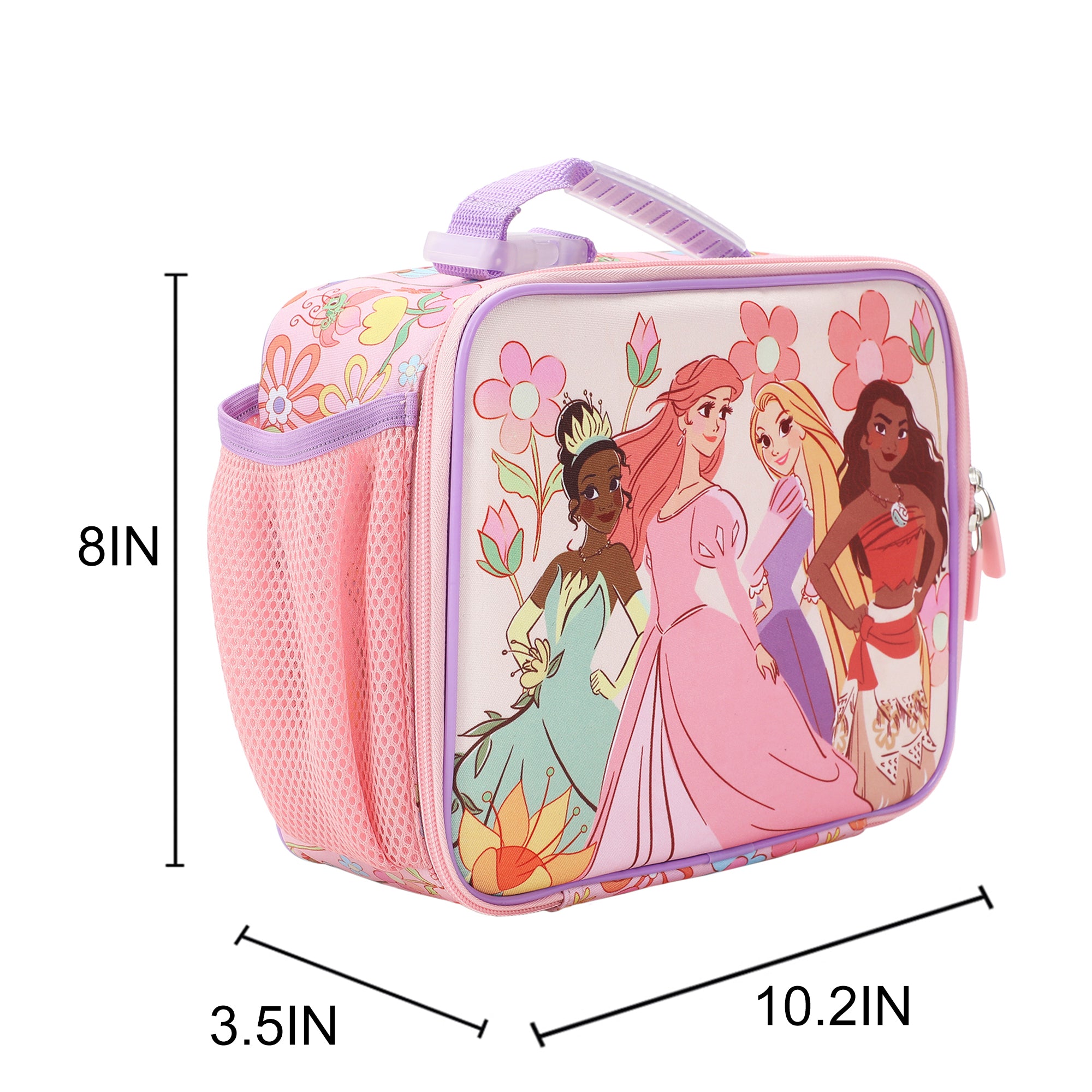 Disney Princess Characters On Floral Print 8" Lunch Kit