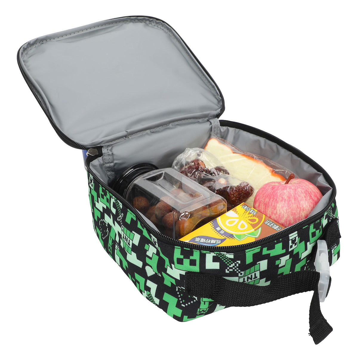 Minecraft Square Insulated Lunchbox with Mesh Side Pocket