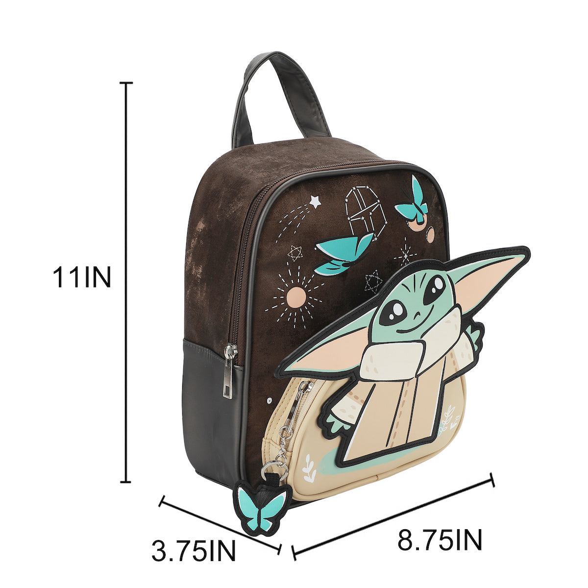 Star Wars: The Mandalorian & Grogu Butterflies & Grogu Brown 11” Mini Backpack
