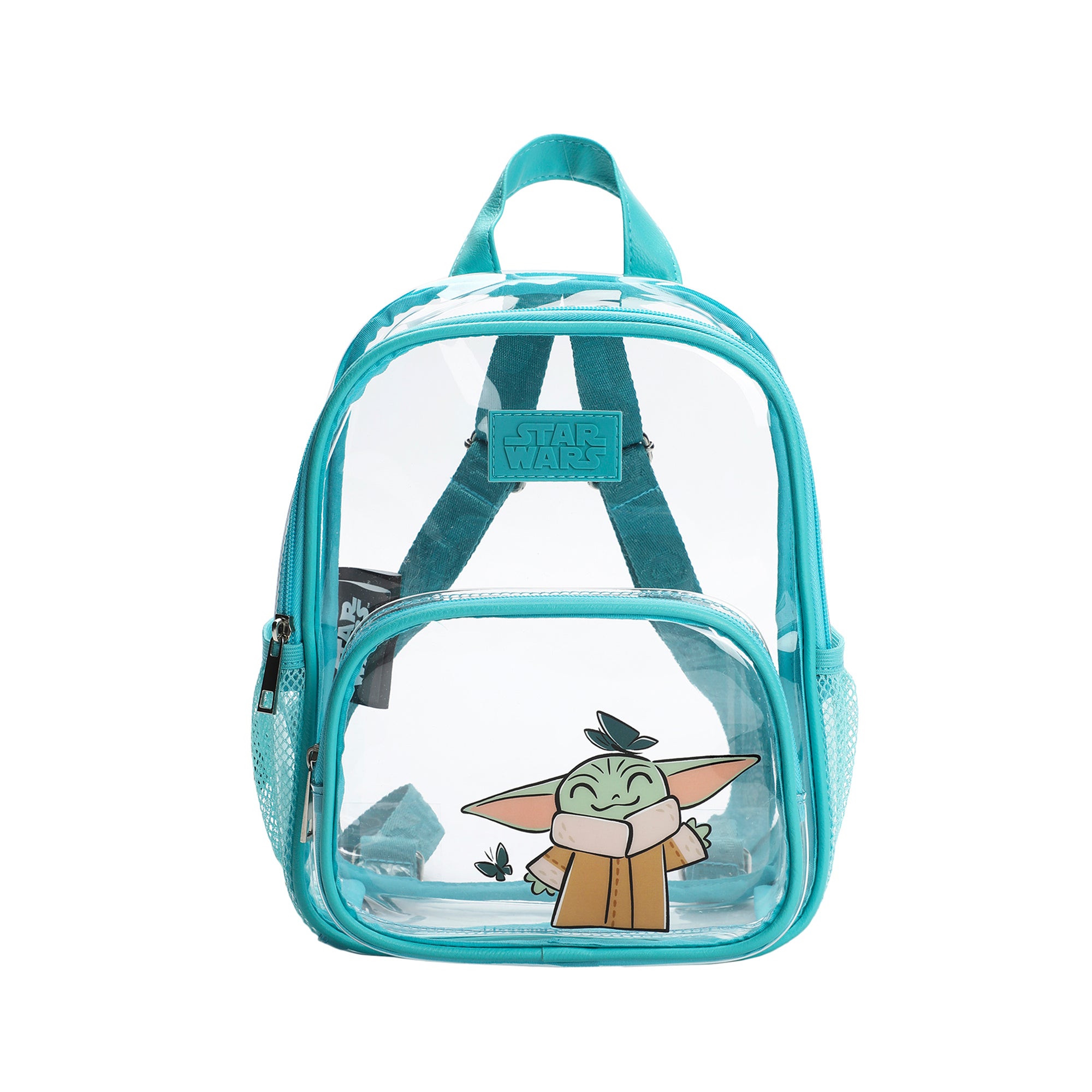 Star Wars The Mandalorian Grogu & Butterflies Clear 10" Adult Mini Backpack