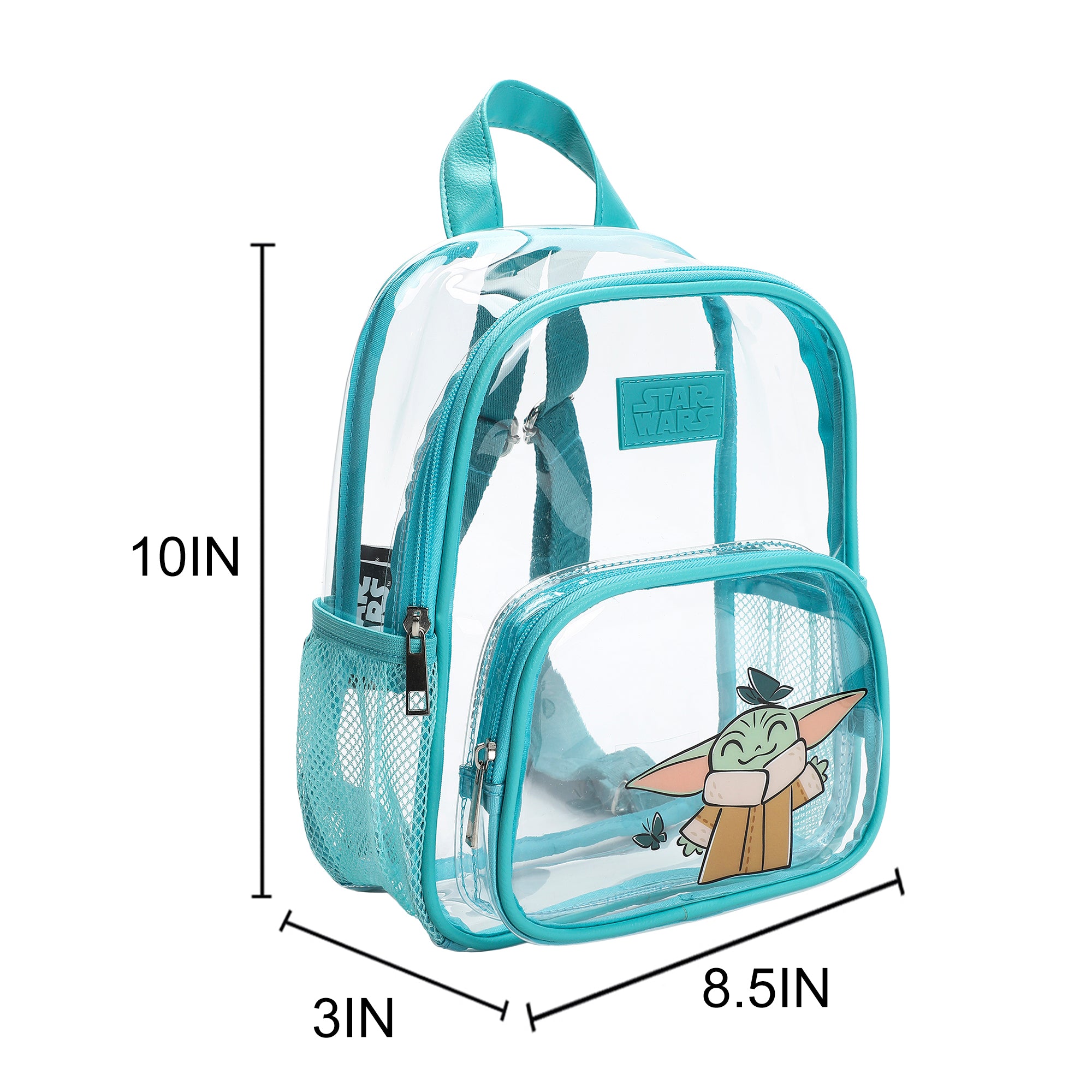 Star Wars The Mandalorian Grogu & Butterflies Clear 10" Adult Mini Backpack