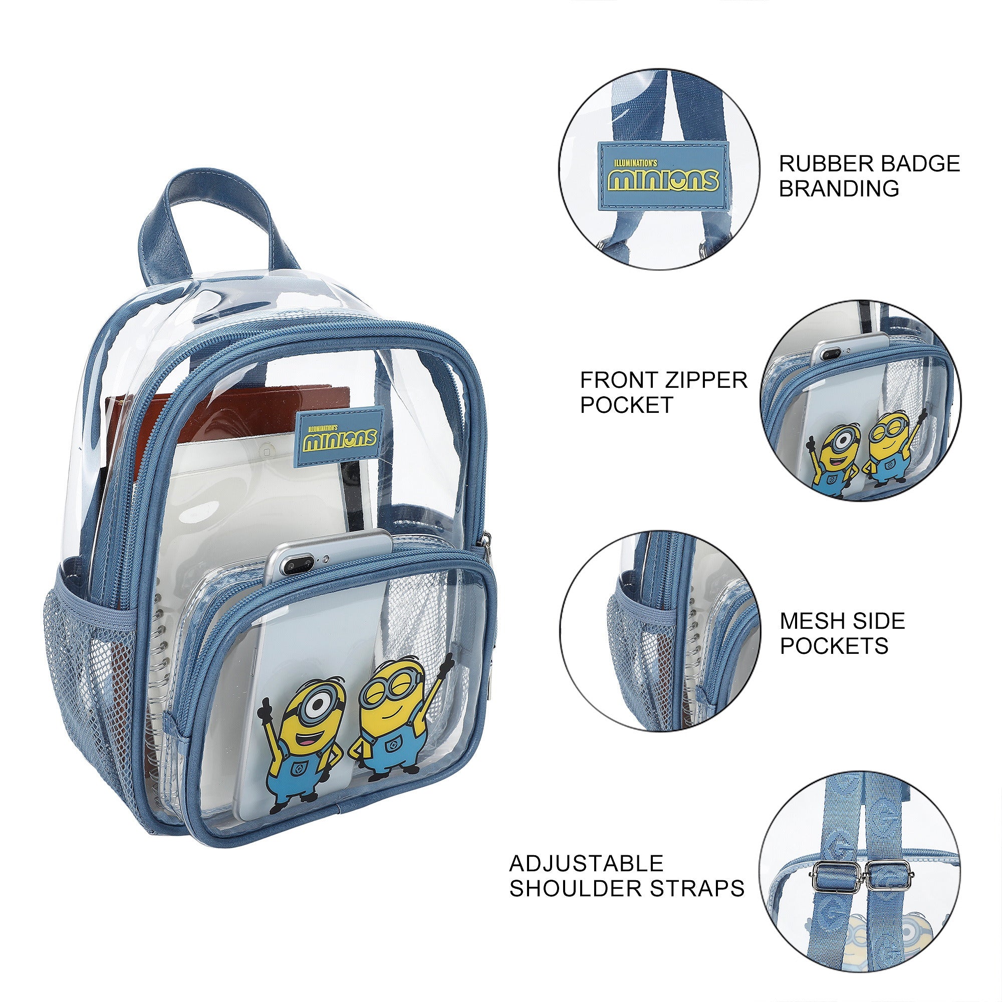 Minions Print Adult 11" Mini Backpack with Mesh Pockets