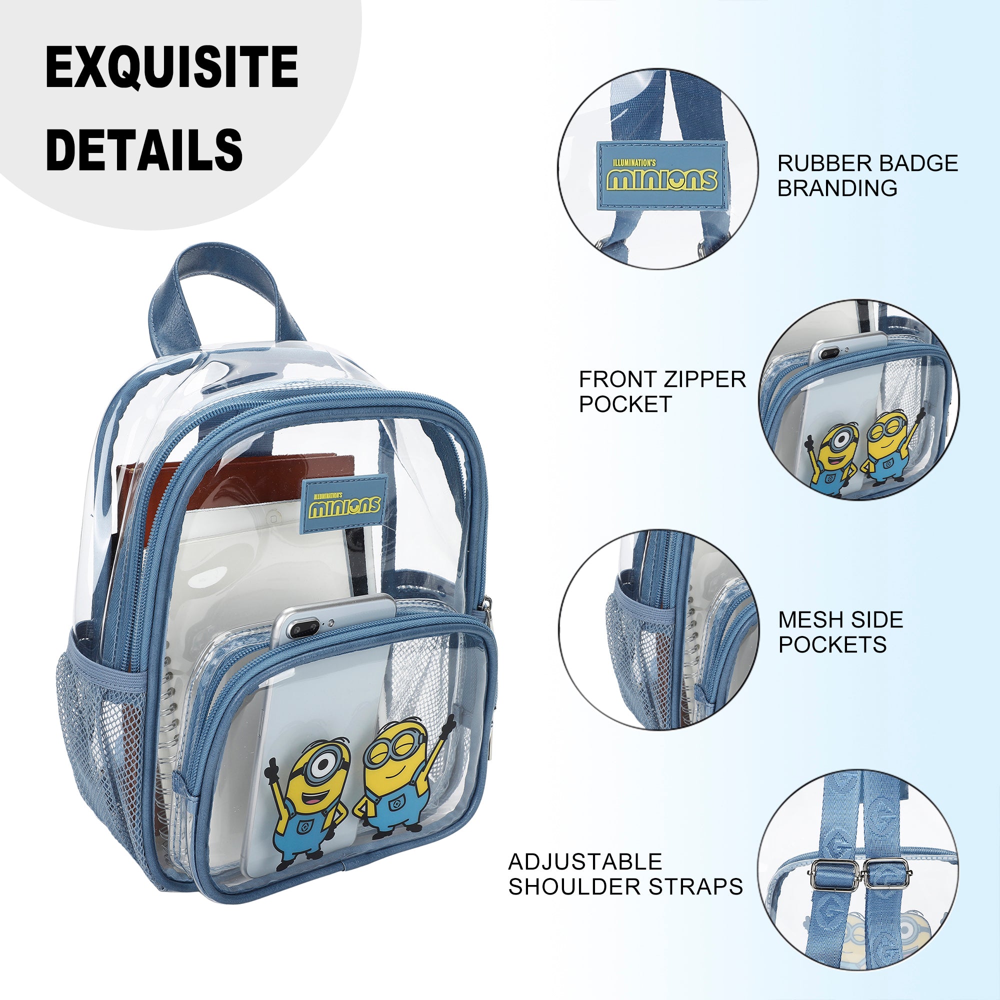 Minions Print Adult 11" Mini Backpack with Mesh Pockets