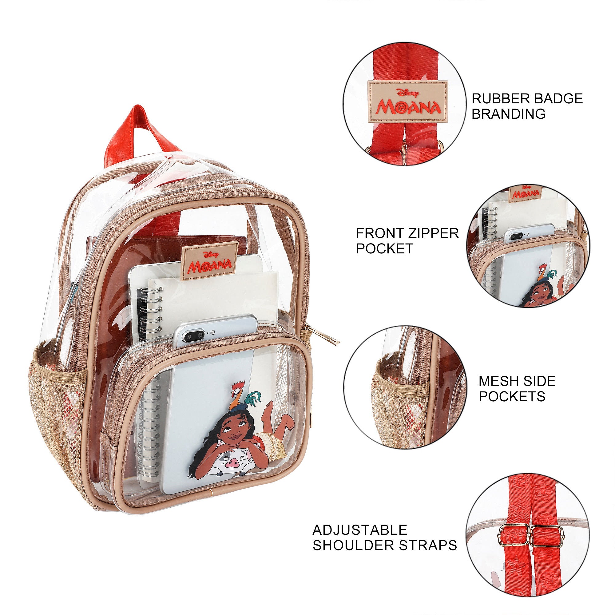 Moana Printed Adult 11" Mini Backpack with Rubber Badge