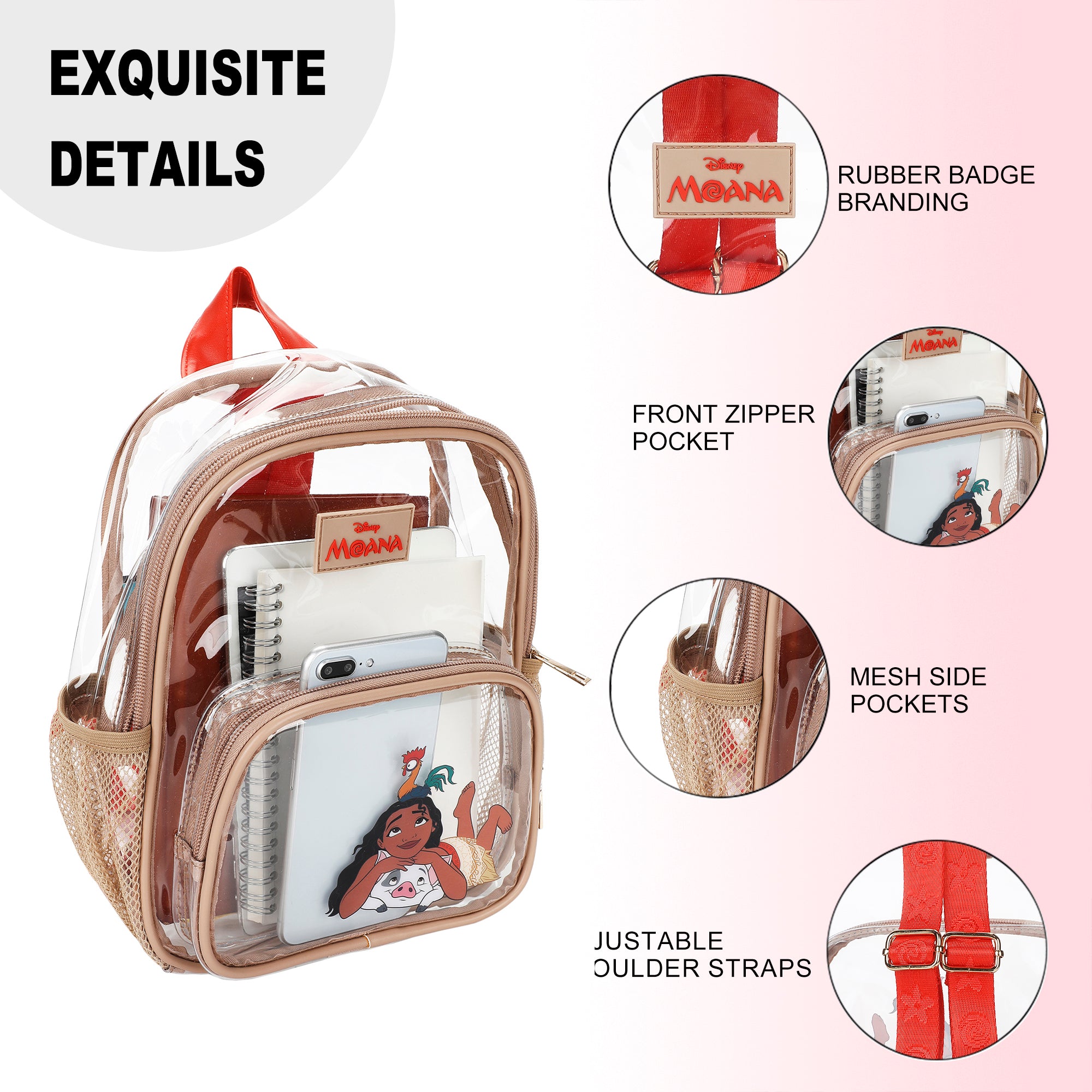 Moana Printed Adult 11" Mini Backpack with Rubber Badge