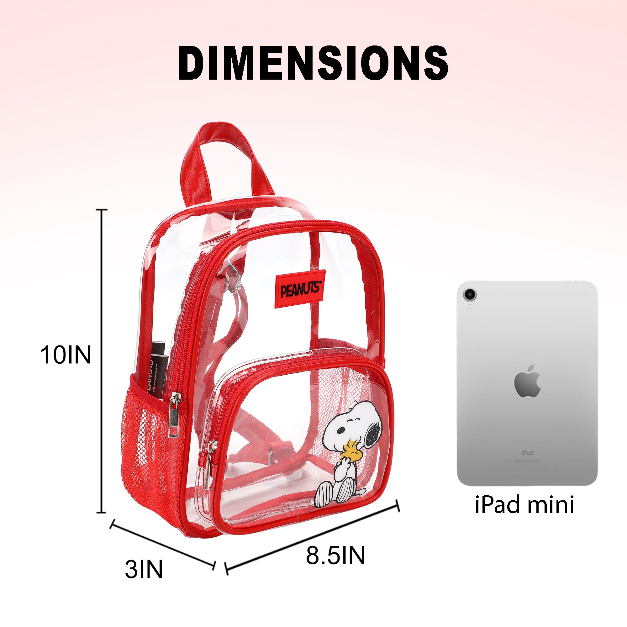 Peanuts Snoopy & Woodstock Clear 10" Adult Mini Backpack