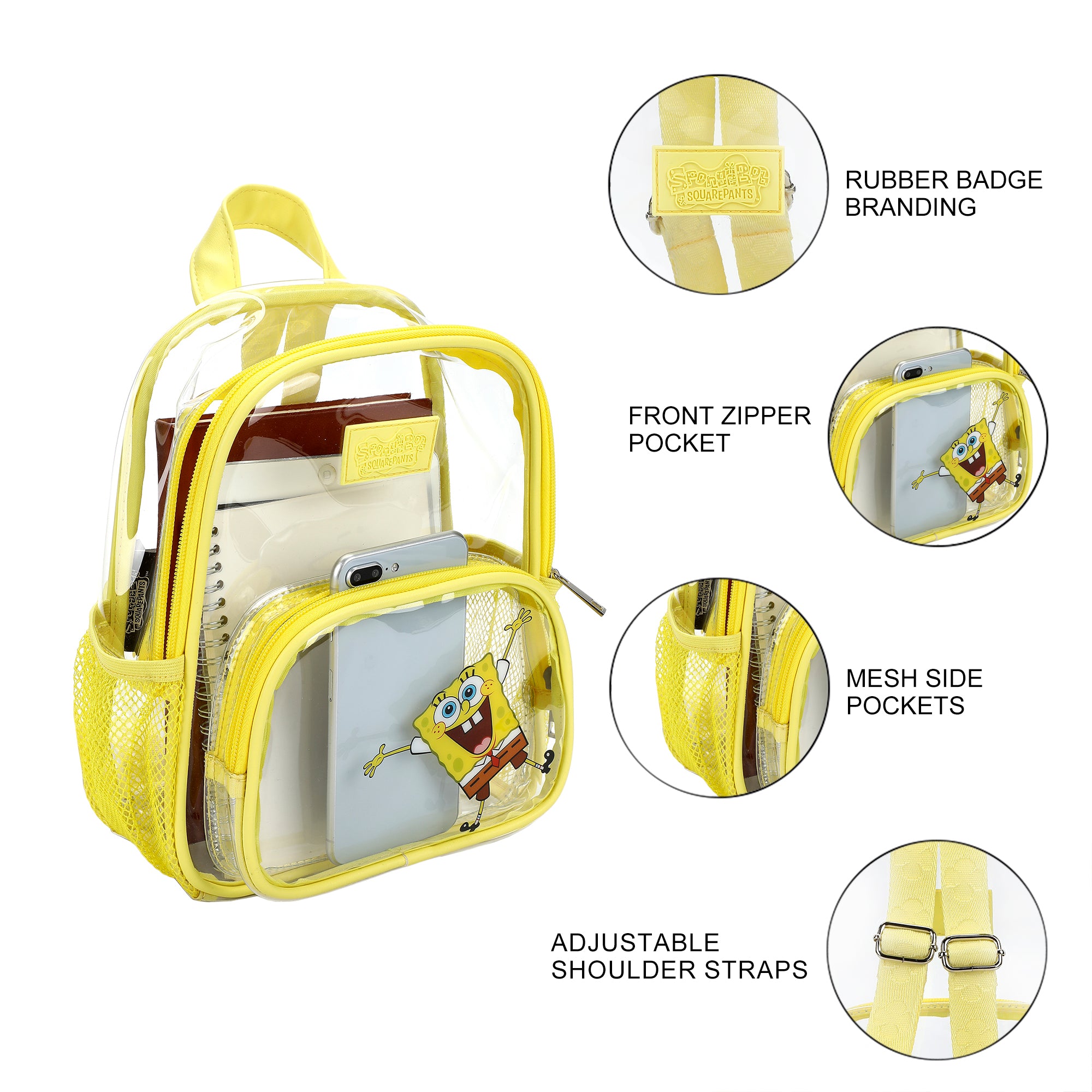Spongebob Squarepants Open Arms Clear 10” Adult Mini Backpack