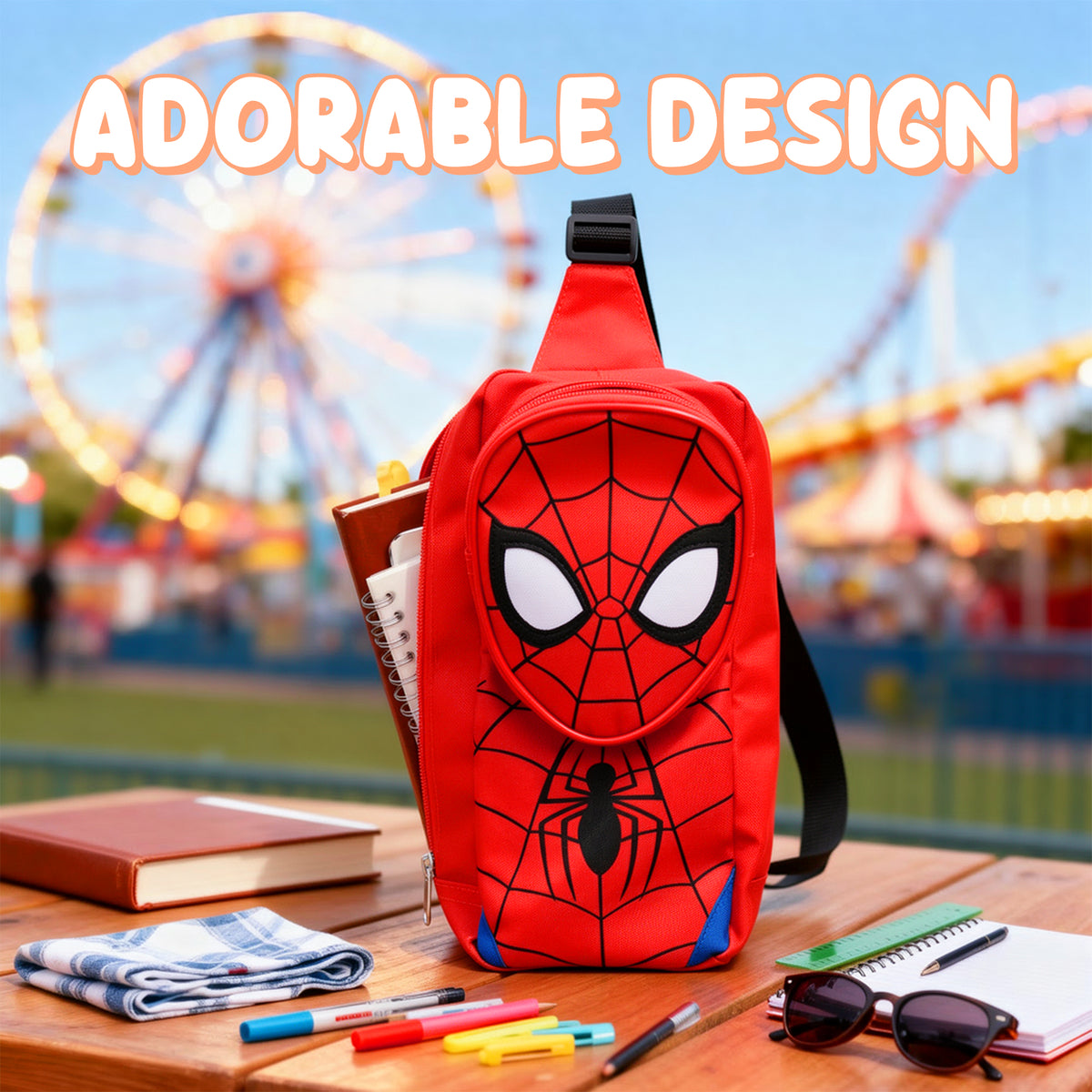 Spider-Man 3D Character Crossbody Sling Bag With Adjustable Strap